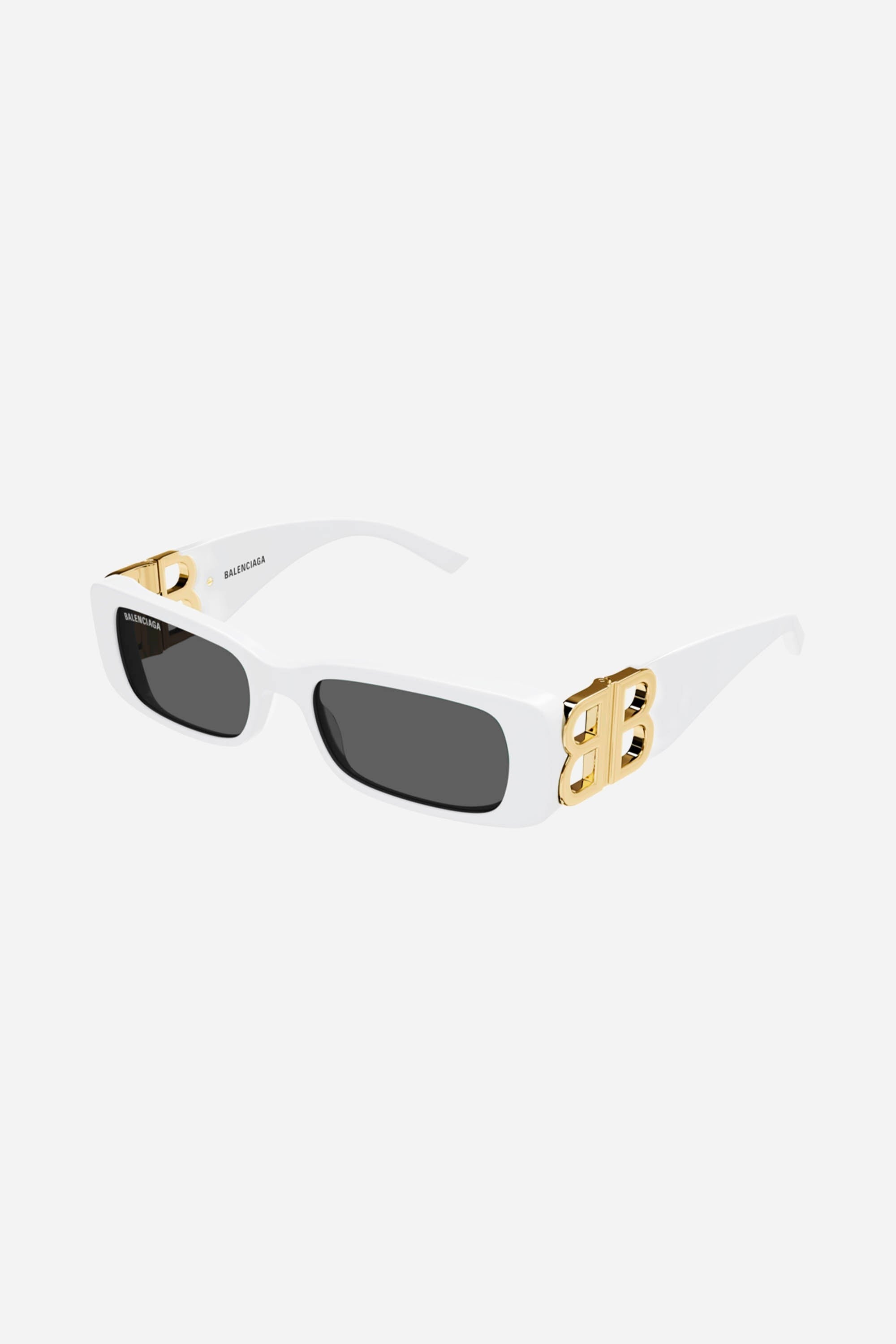 Balenciaga Dynasty micro white sunglasses featuring BB logo