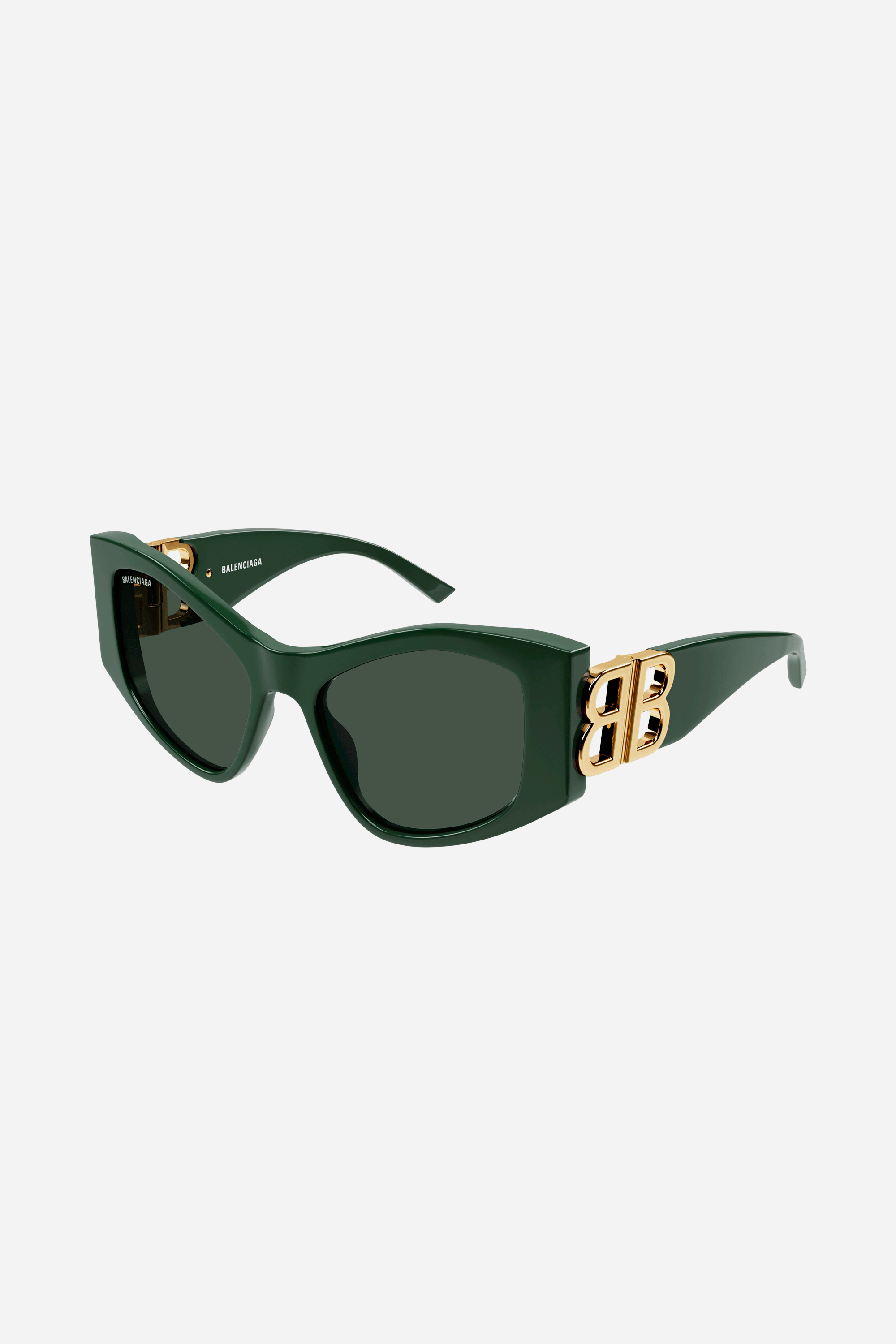 Balenciaga Dynasty over green sunglasses featuring BB gold logo