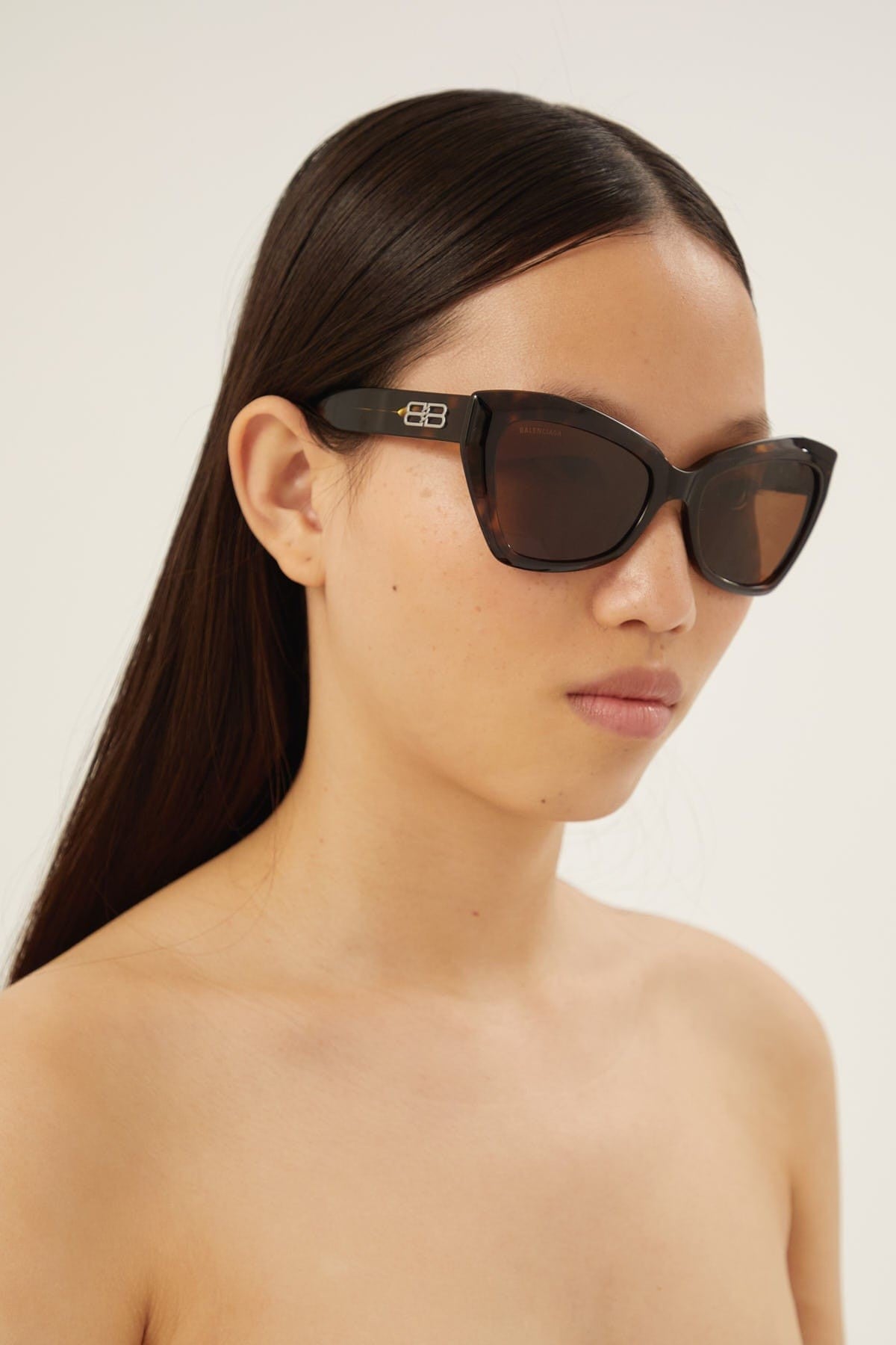 Balenciaga havana oversize cat-eye sunglasses with BB logo