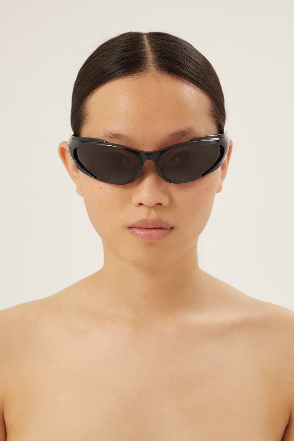 Balenciaga reverse Xpander wrap rectangle black sporty sunglasses