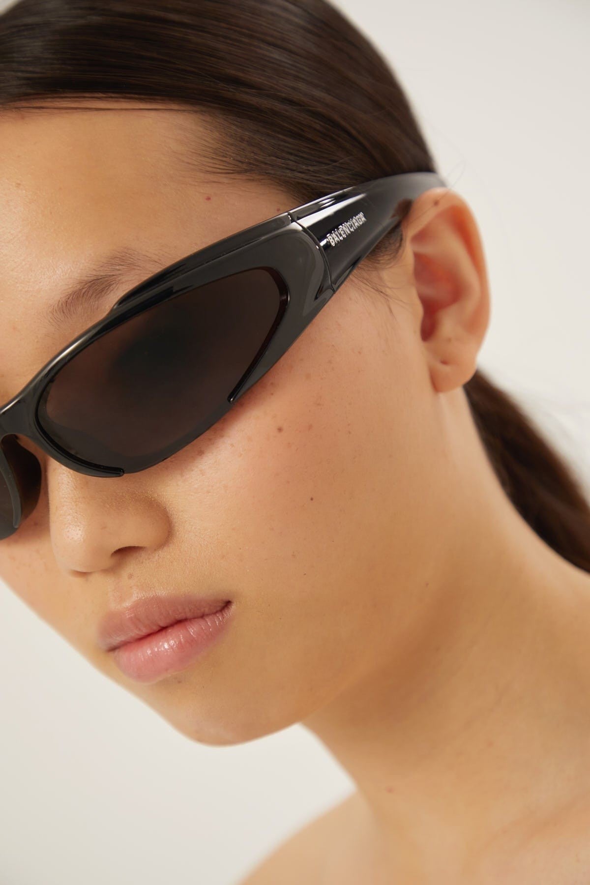 Balenciaga reverse Xpander wrap rectangle black sporty sunglasses