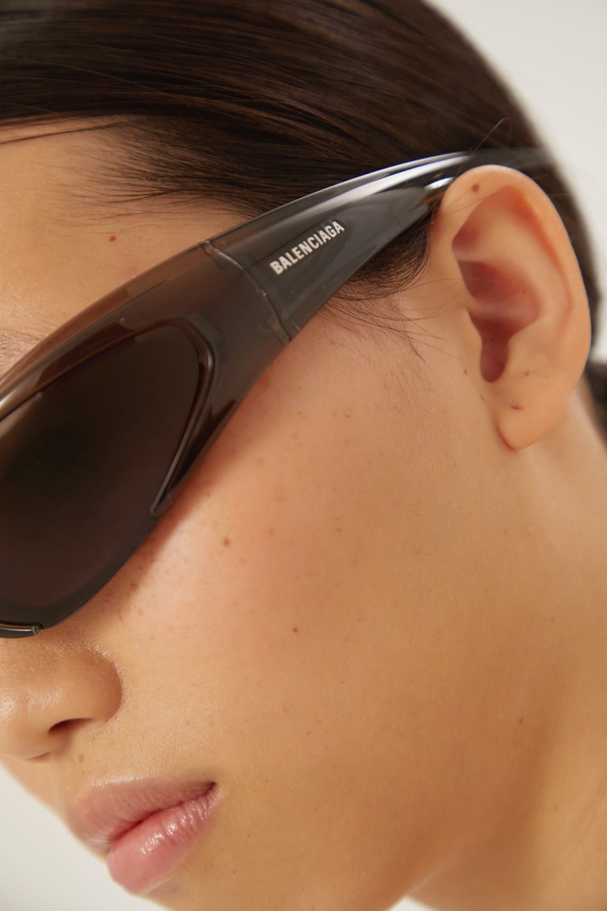 Balenciaga reverse Xpander wrap rectangle brown sporty sunglasses