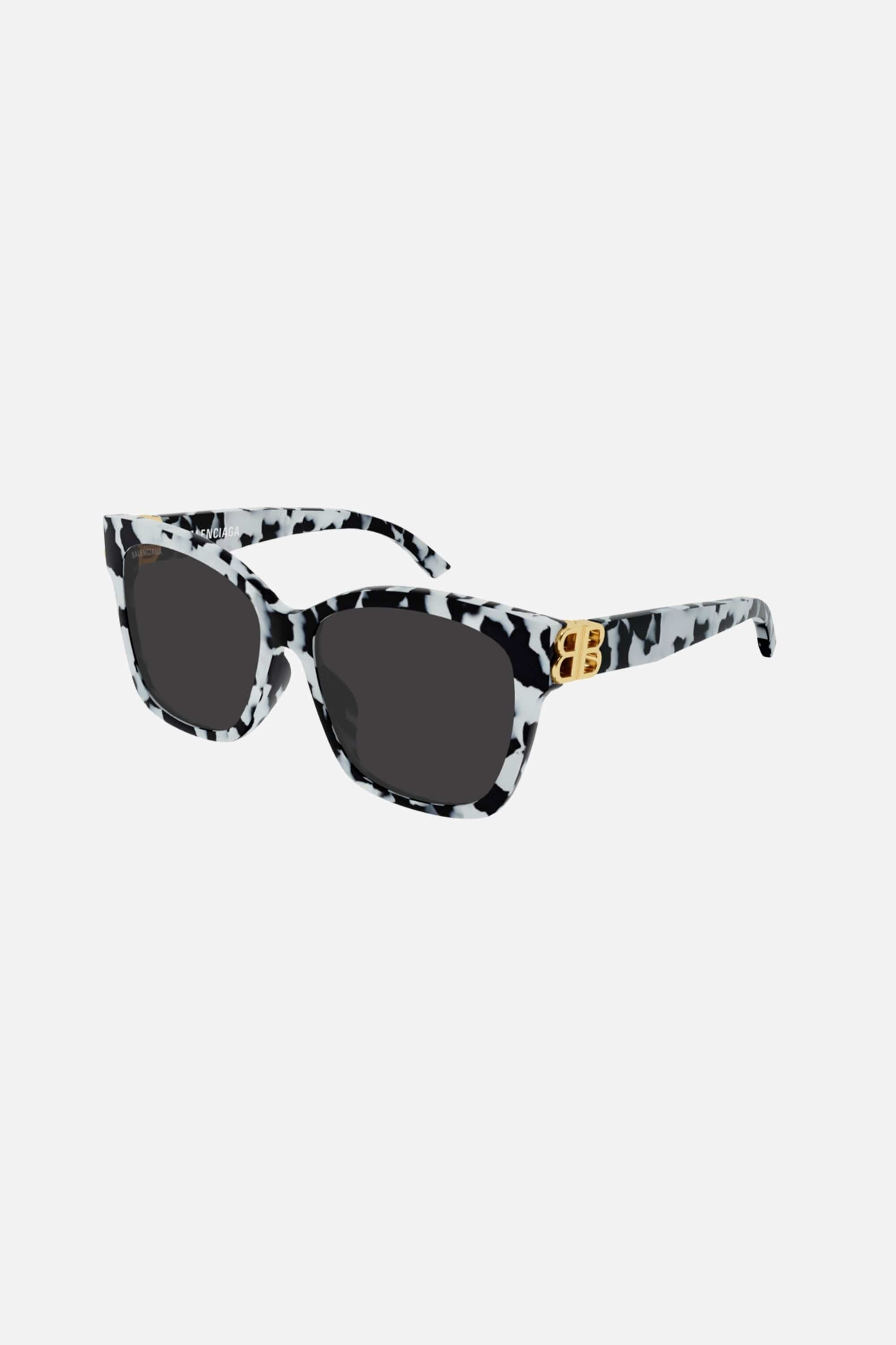 Balenciaga squared femenine zebra sunglasses with BB folding