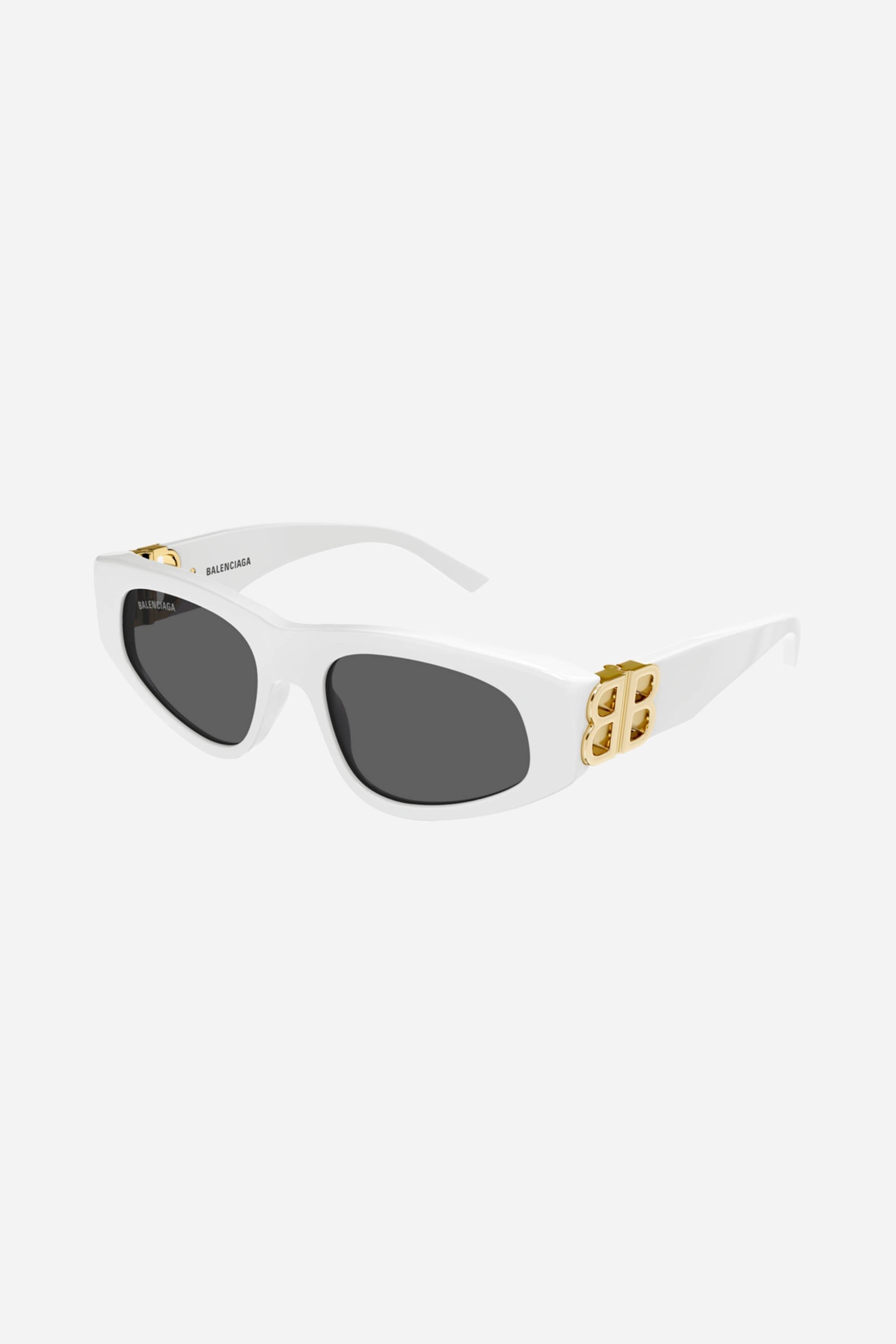 Balenciaga white and gold cat-eye BB sunglasses