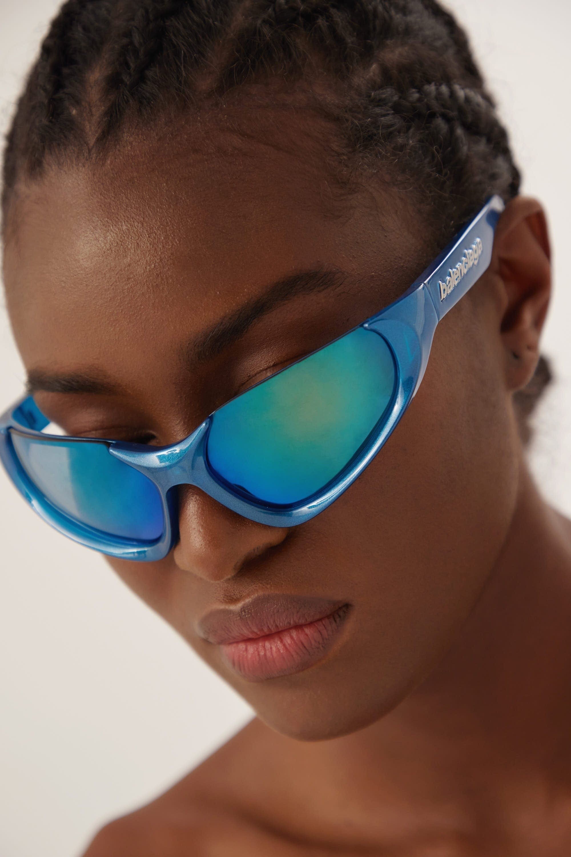 Balenciaga Xpander blue BB0202s-003 wrap around sunglasses