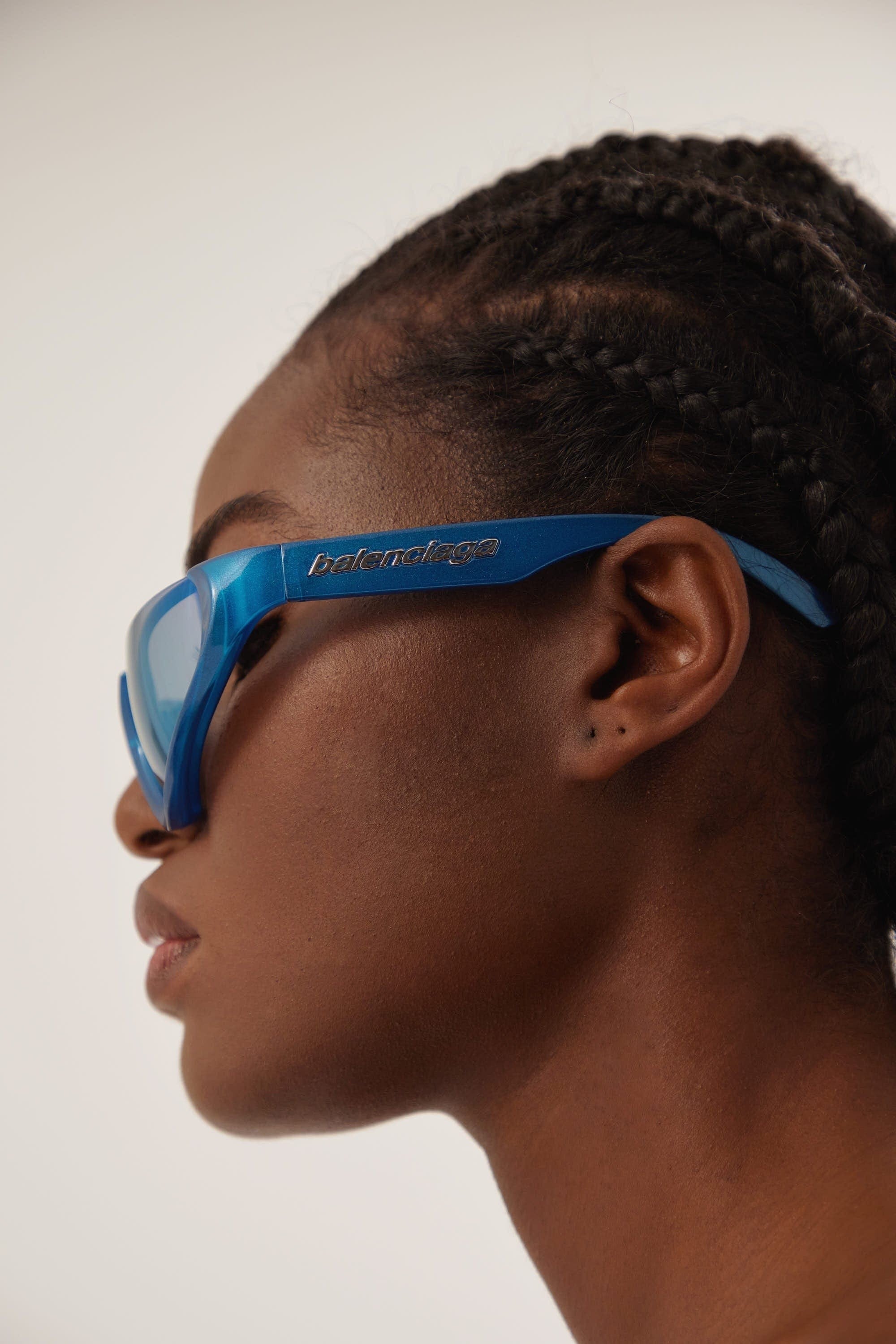 Balenciaga Xpander blue BB0202s-003 wrap around sunglasses