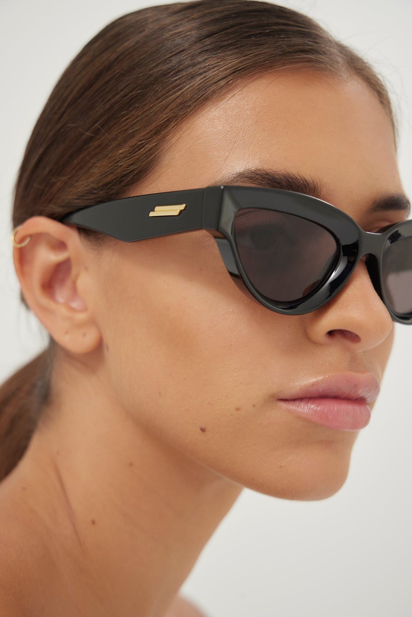 Bottega Veneta angular black sunglasses