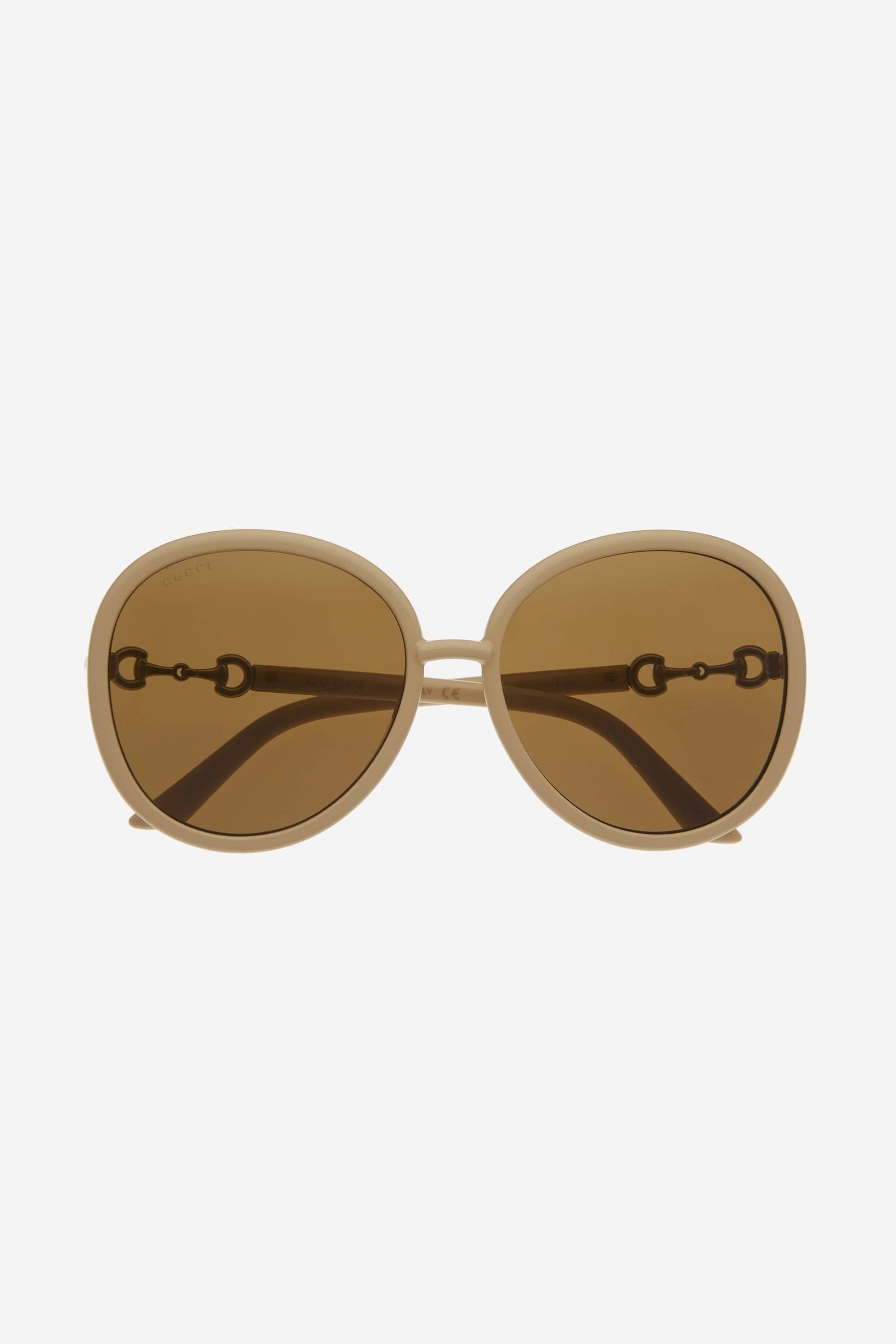 Gucci beige sunglasses with horsebit detail