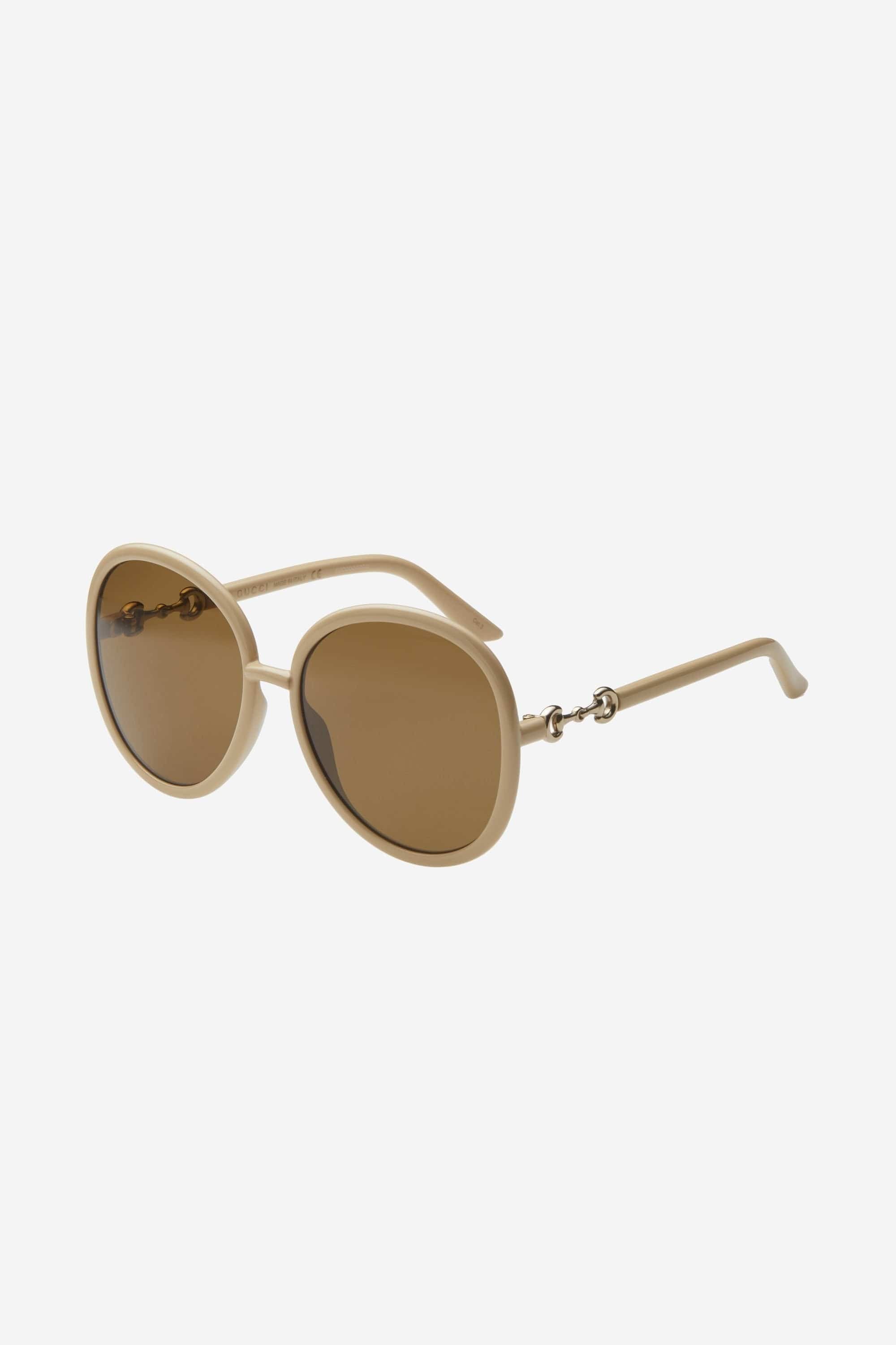 Gucci beige sunglasses with horsebit detail