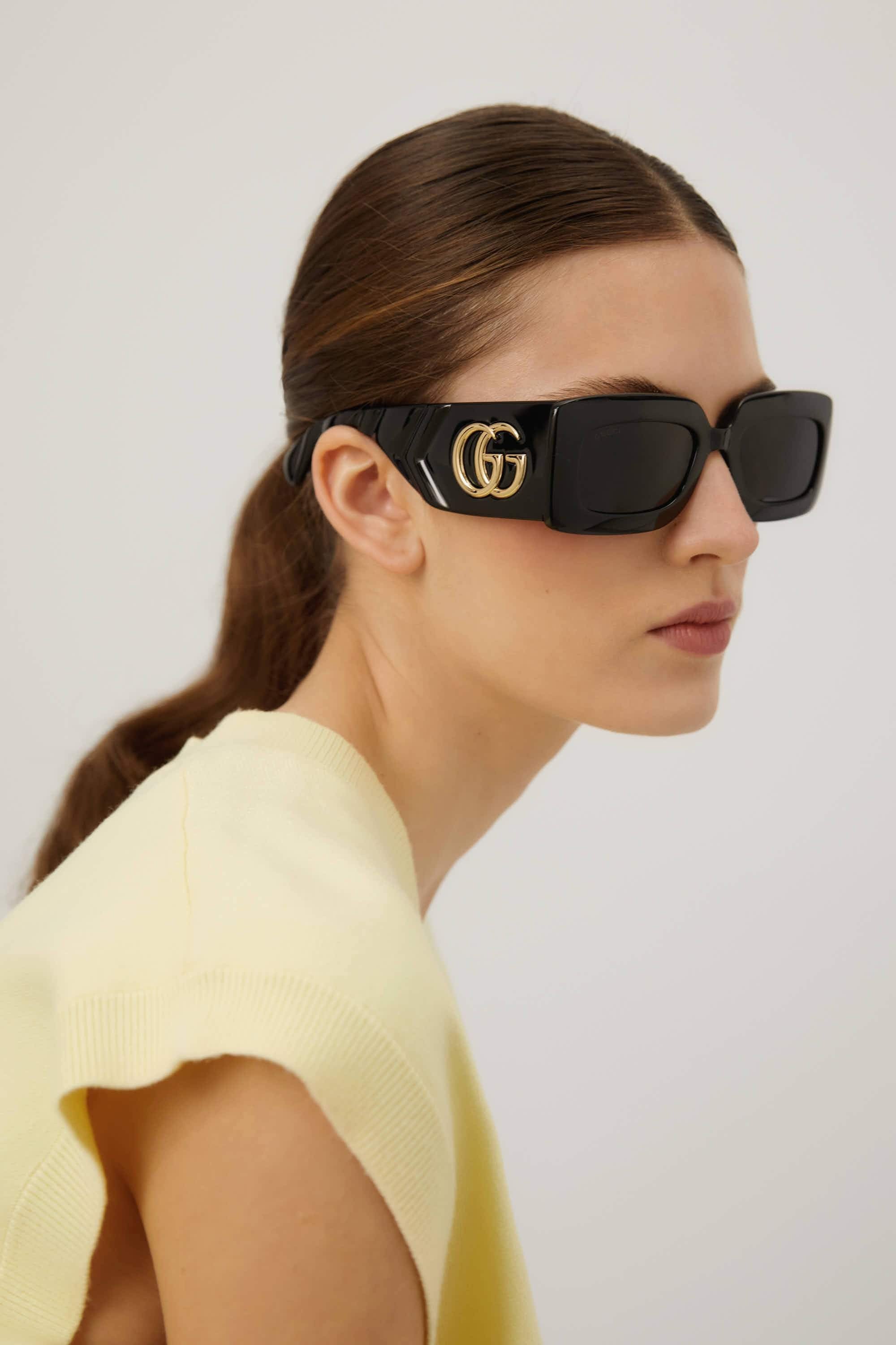 Gucci black sunglasses with matalasse temple