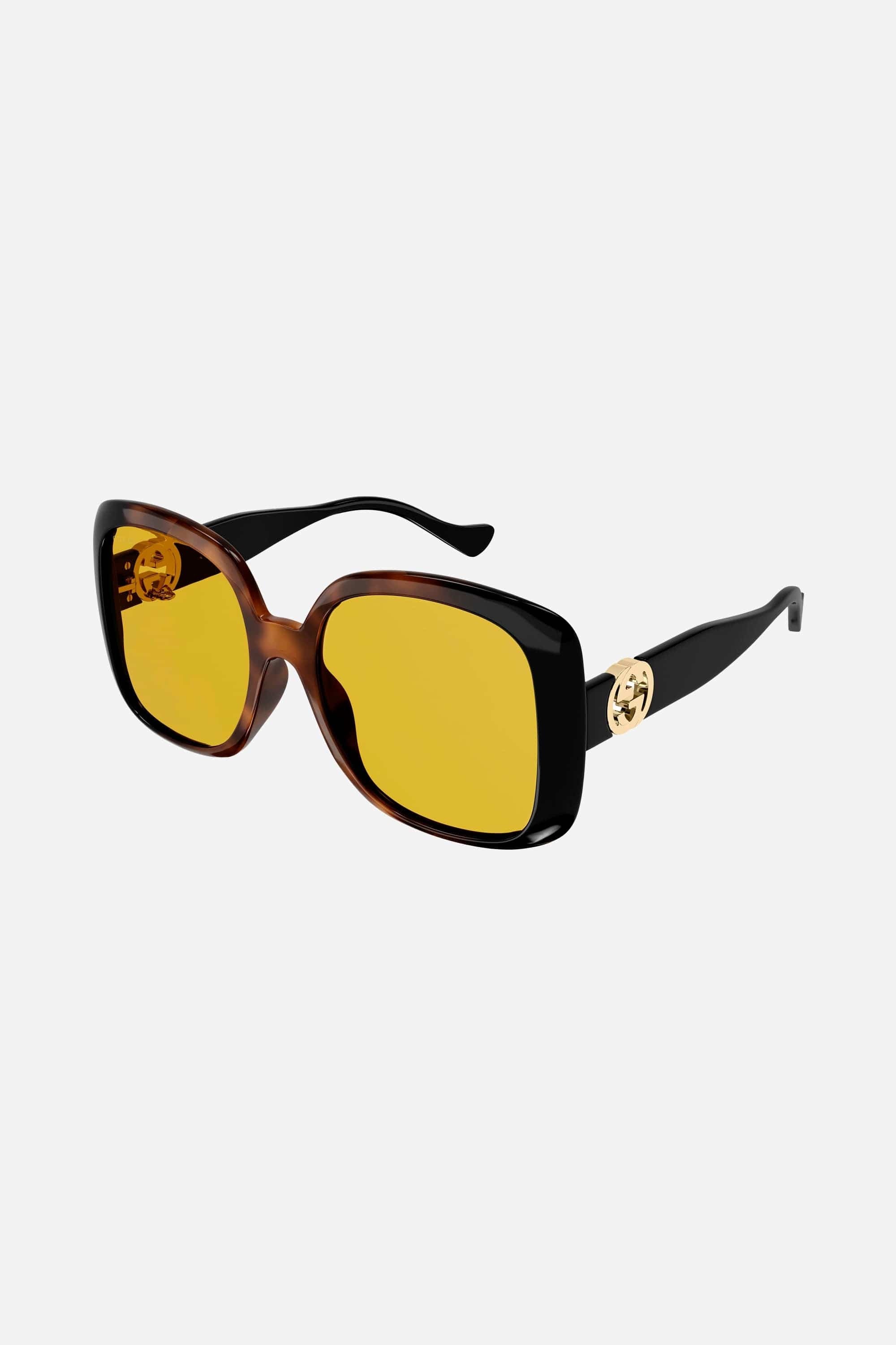 Gucci butterfly havana and yellow sunglasses