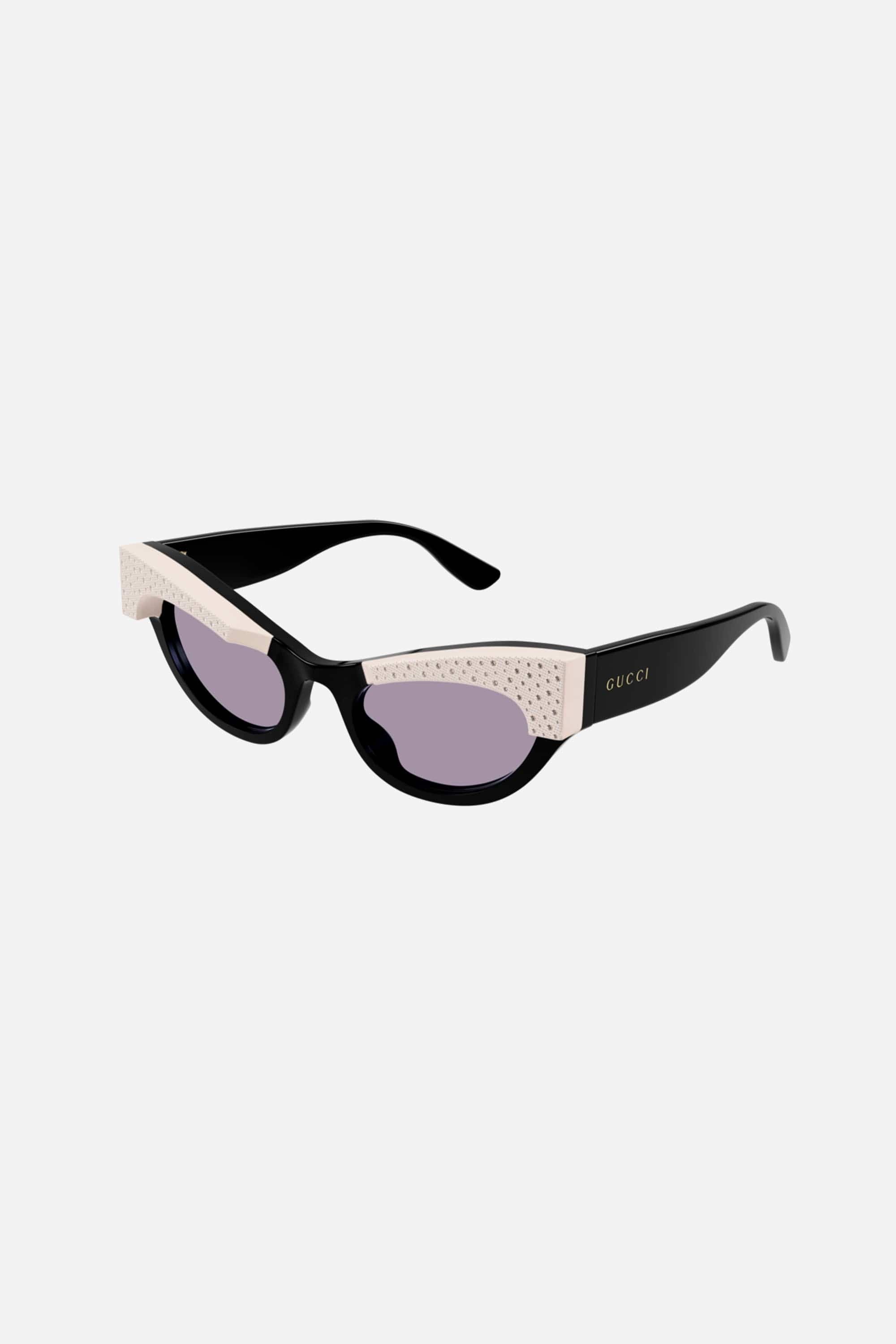 Gucci cat eye black acetate sunglasses with Swarovski