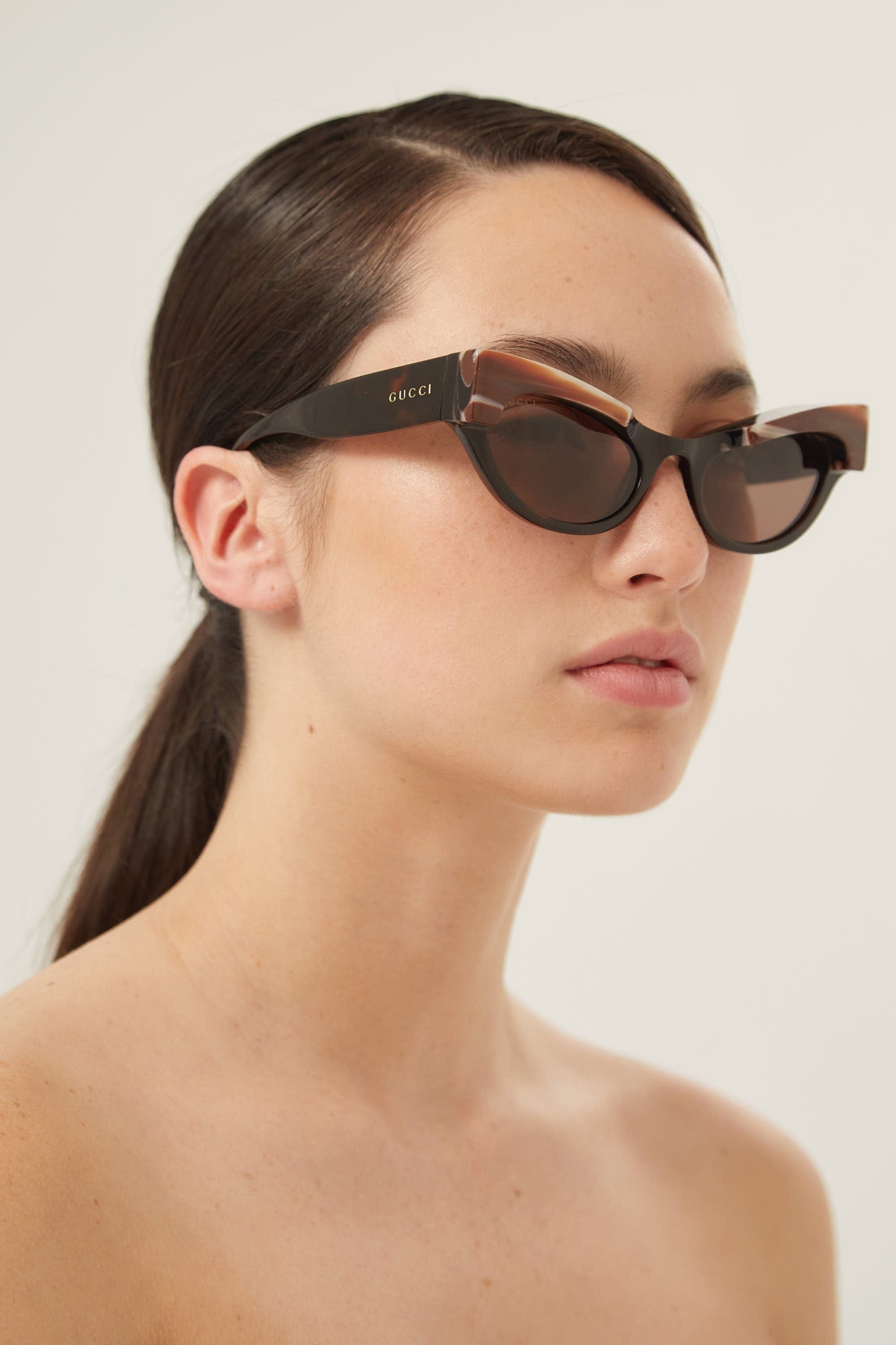 Gucci cat eye brown acetate sunglasses