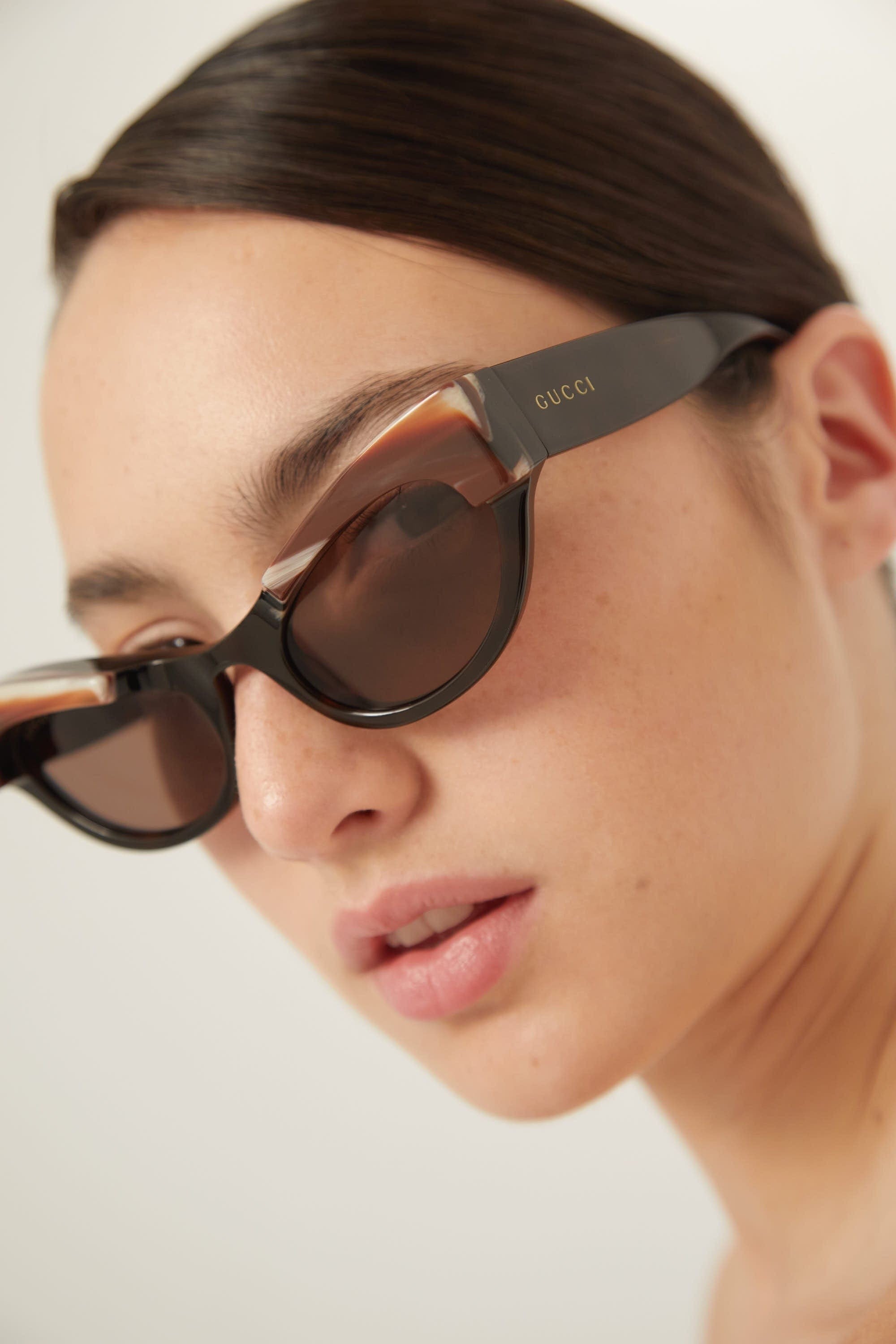 Gucci cat eye brown acetate sunglasses