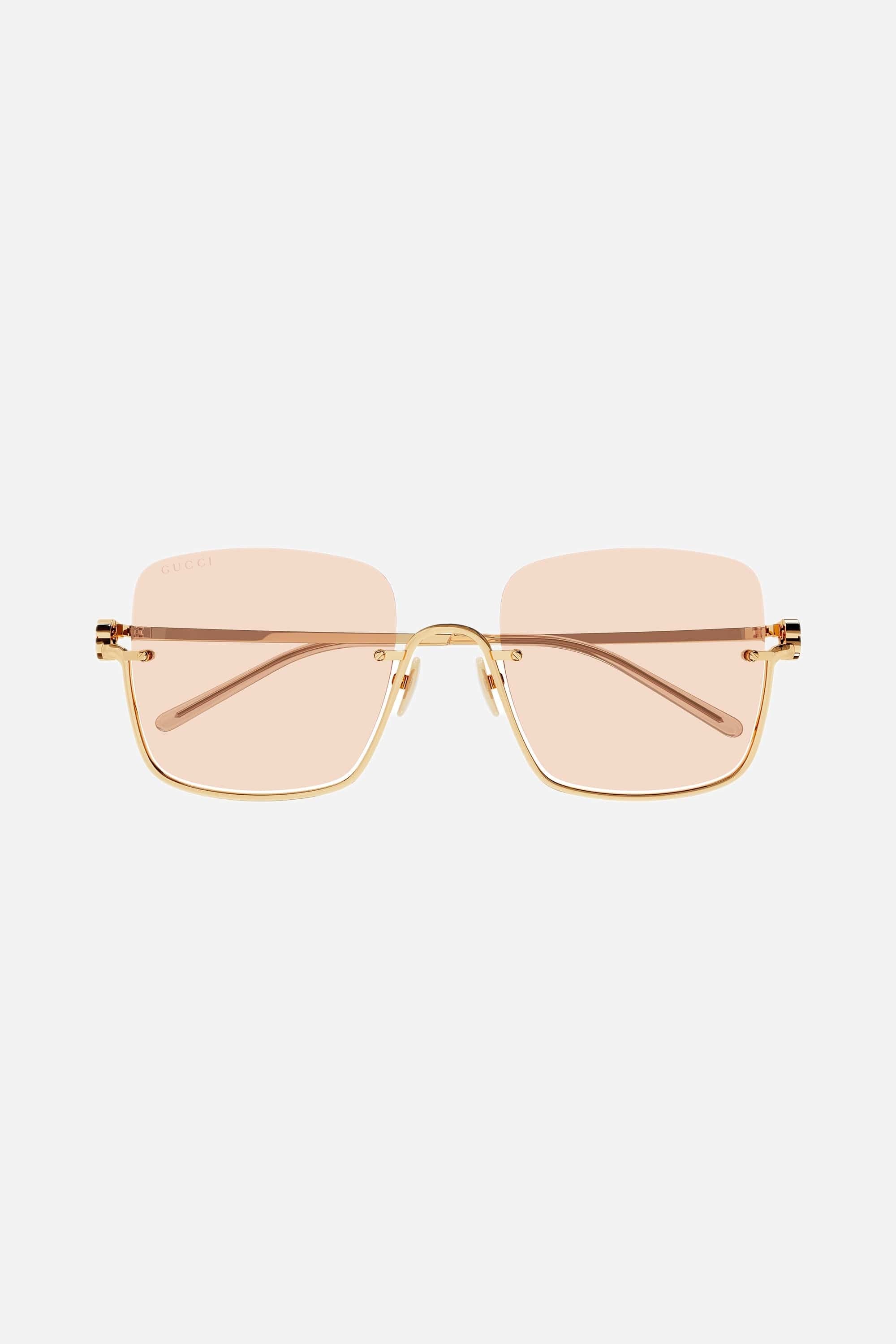 Gucci metal squared sunglasses with orange lenses