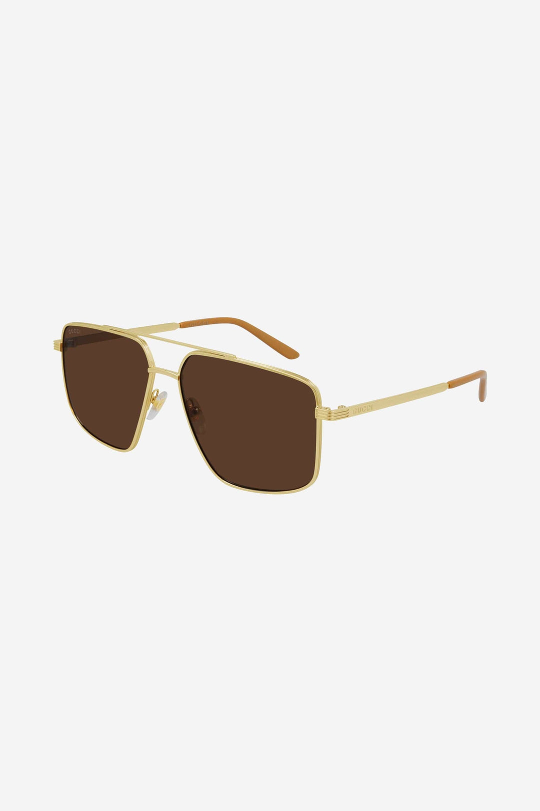 Gucci metal UNISEX gold caravan with brown lenses