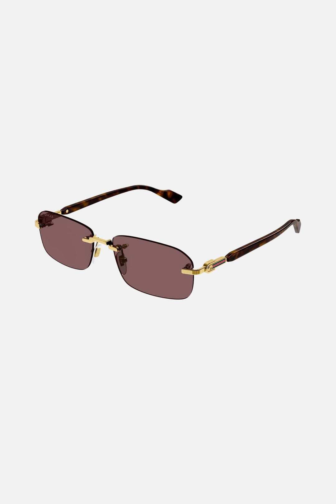 Gucci micro rimless metal gold and brown sunglasses