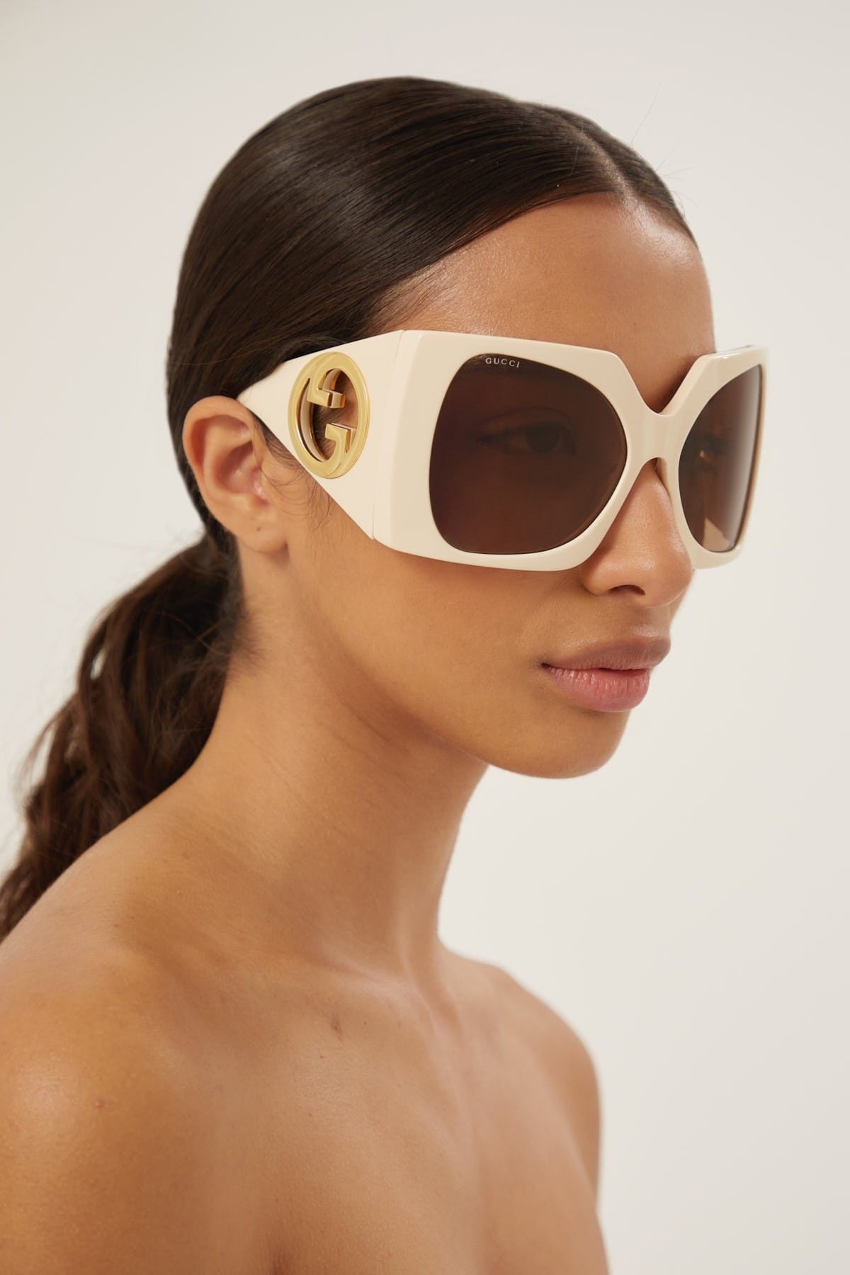 Gucci oversized ivory butterfly sunglasses