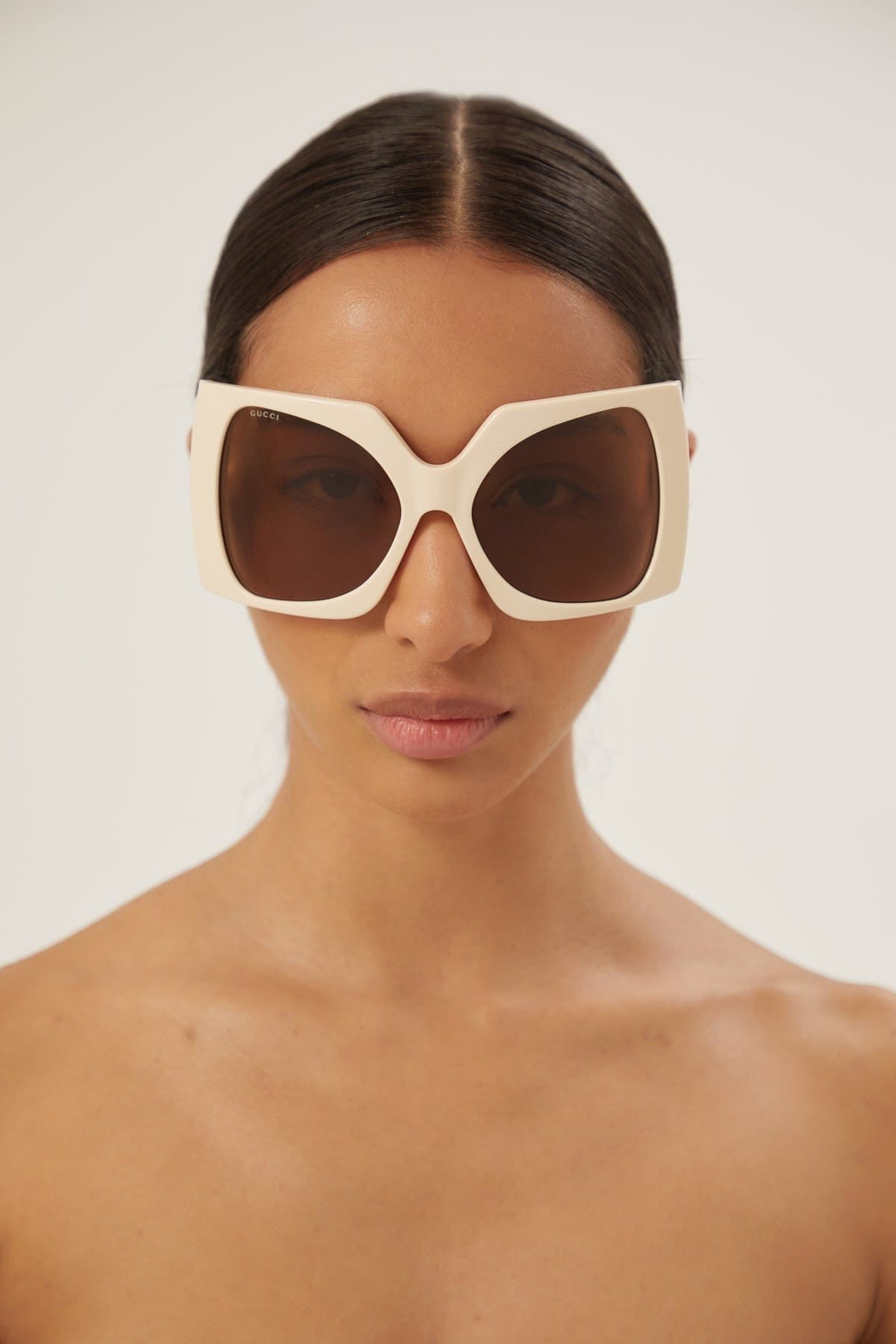 Gucci oversized ivory butterfly sunglasses