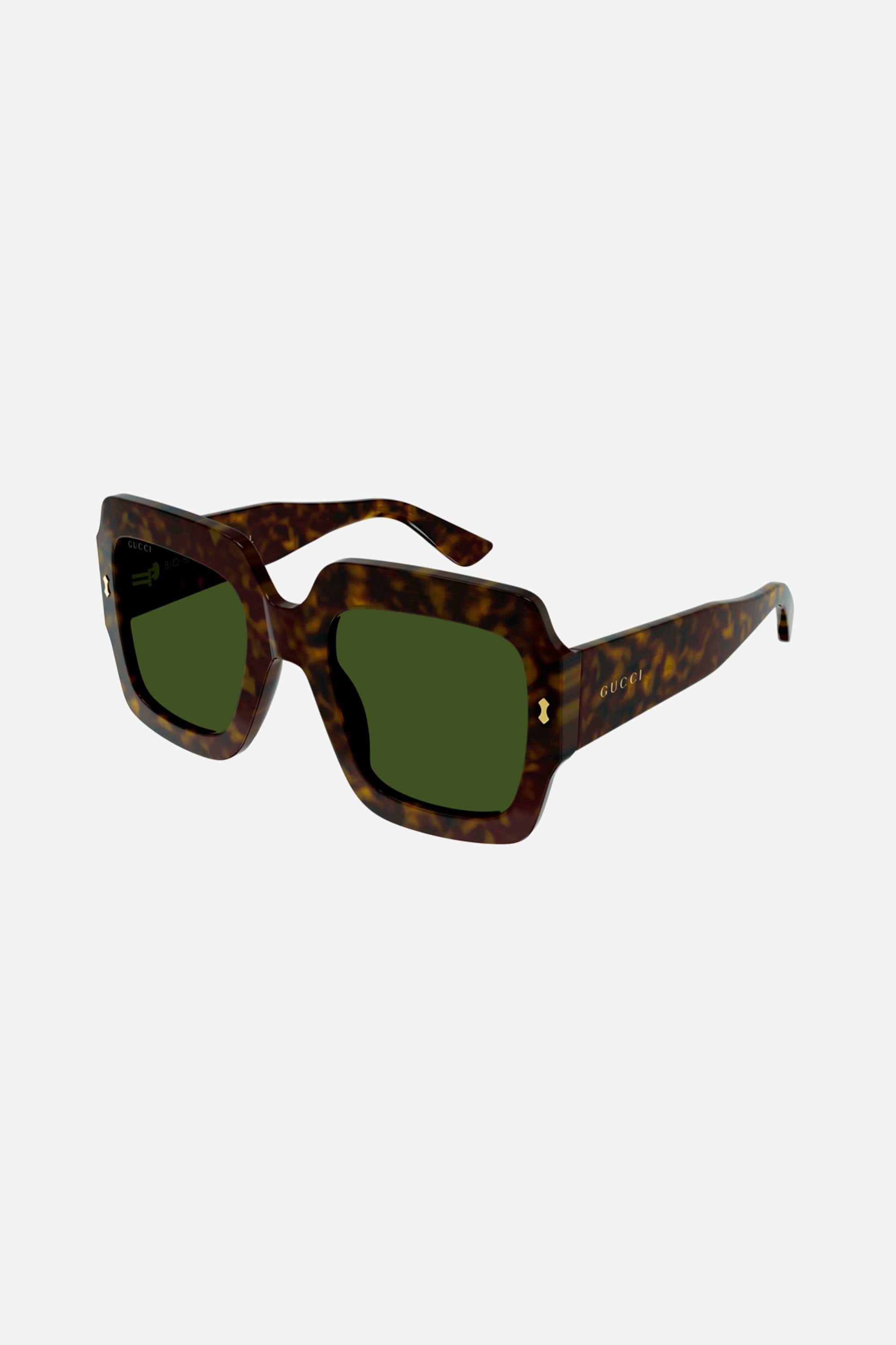 Gucci oversized squared sustainable havana green sunglasses