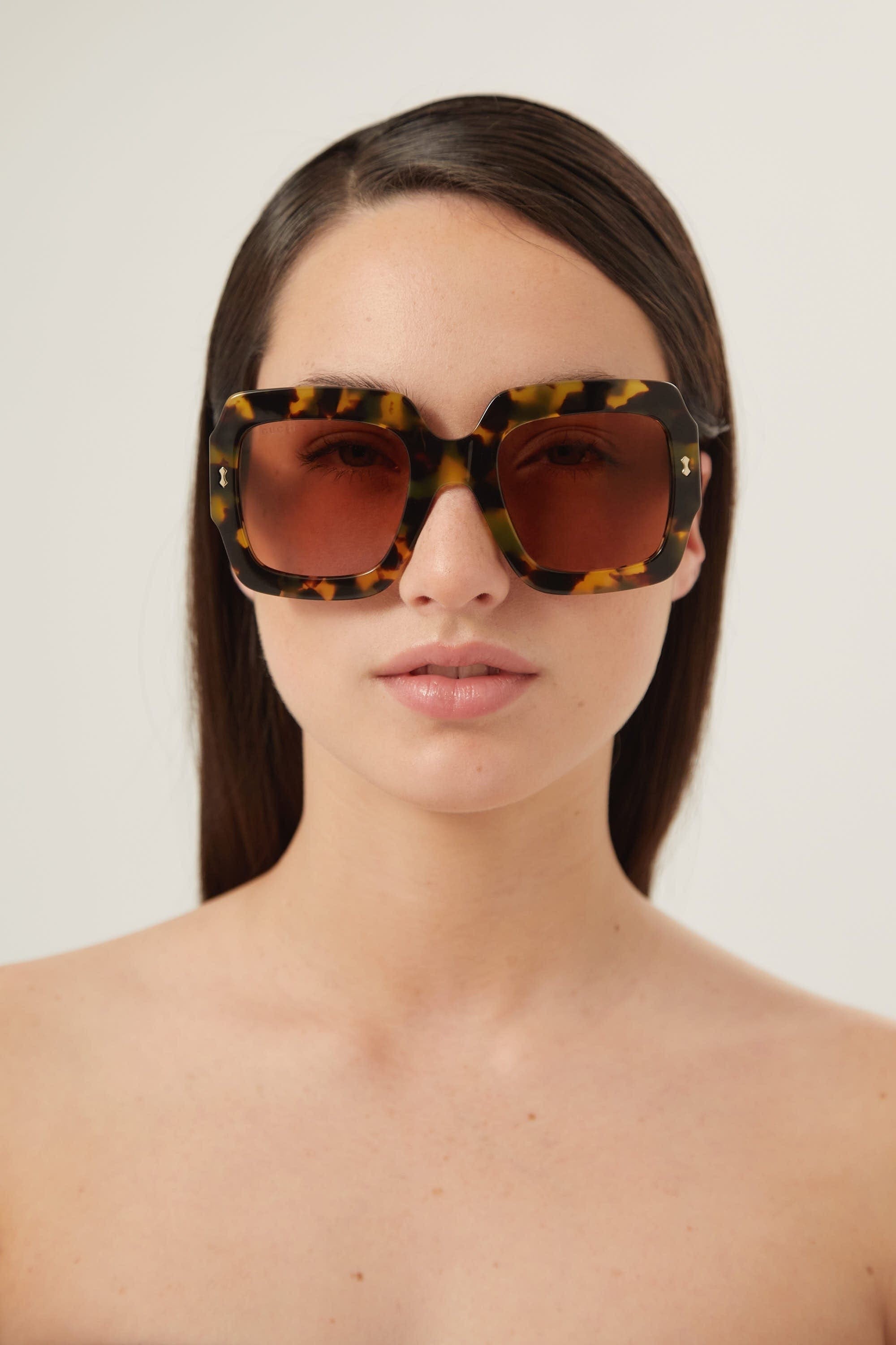 Gucci oversized squared sustainable havana sunglasses