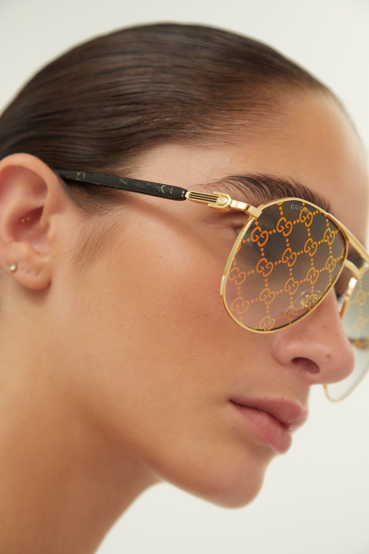 Gucci pilot all over logo metal sunglasses