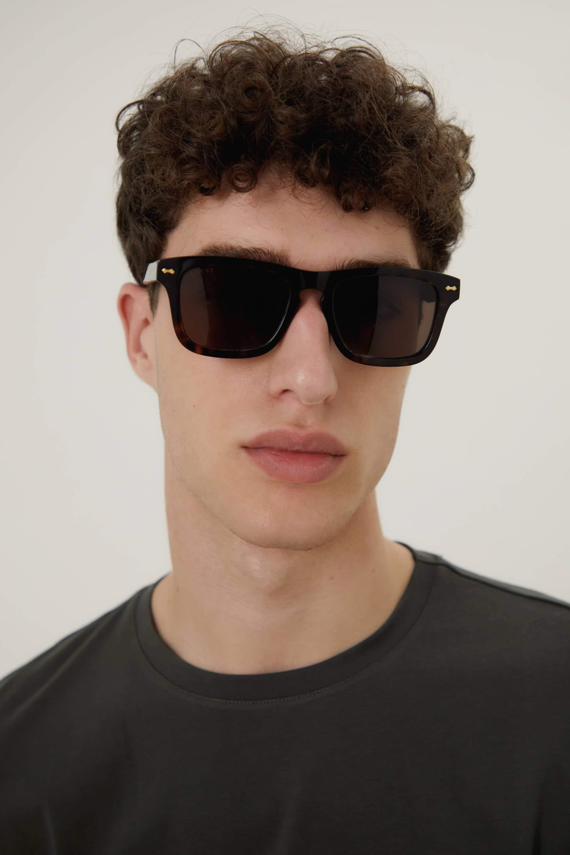 Gucci rectangular havana decor sunglasses