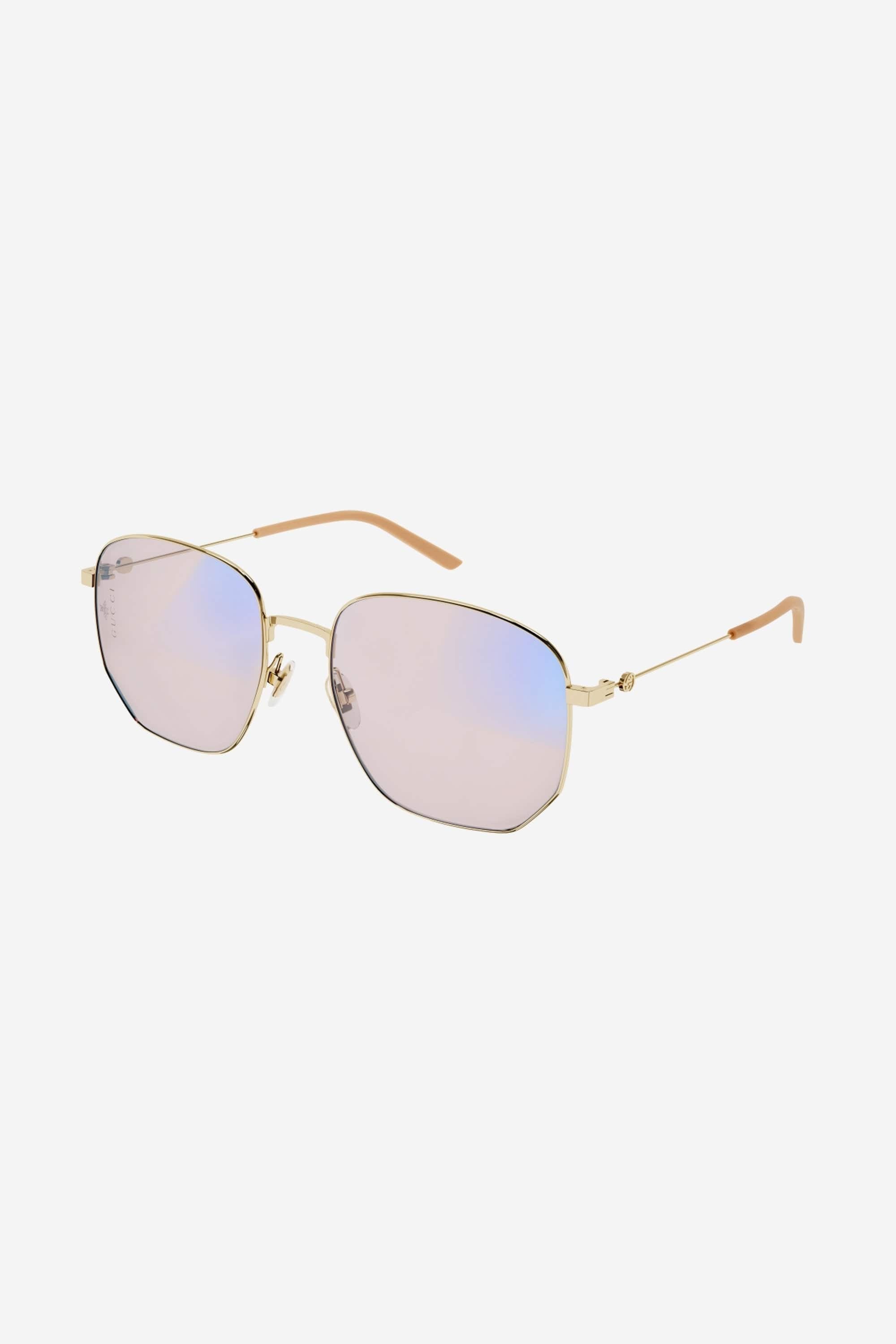 Gucci round metal blue light frame