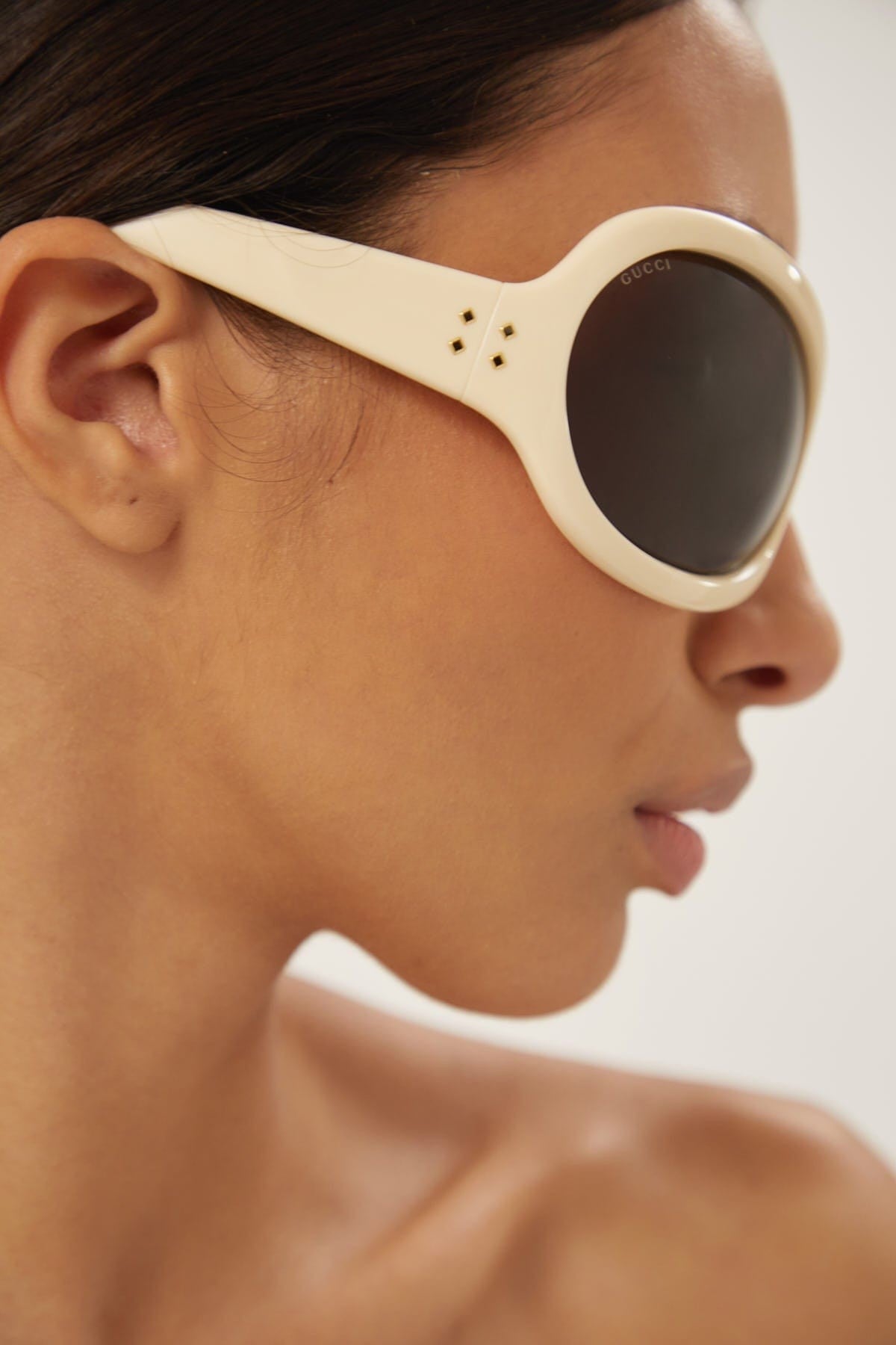 Gucci wrap around ivory sunglasses