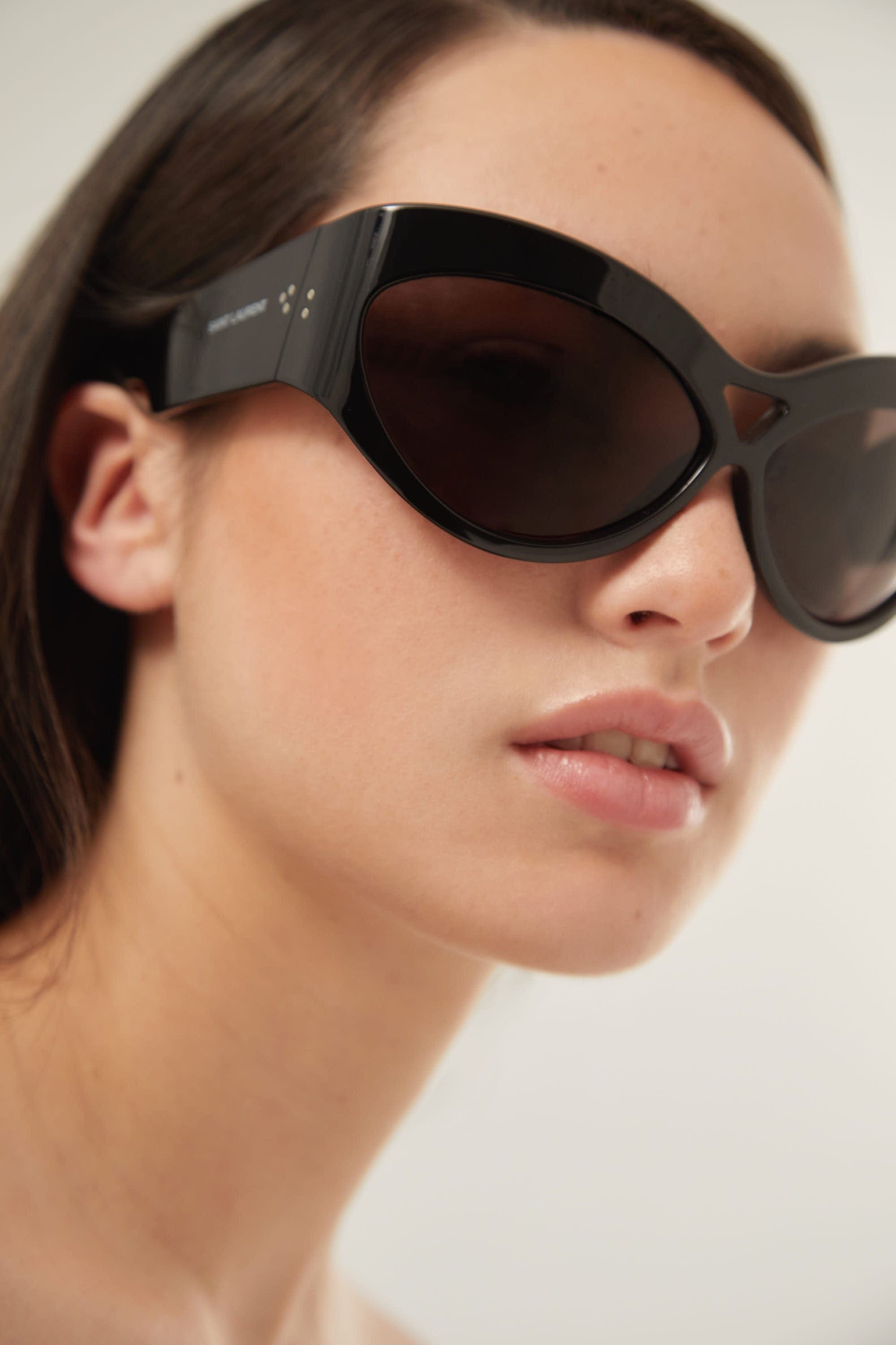 Saint Laurent bold black wrap around sunglasses