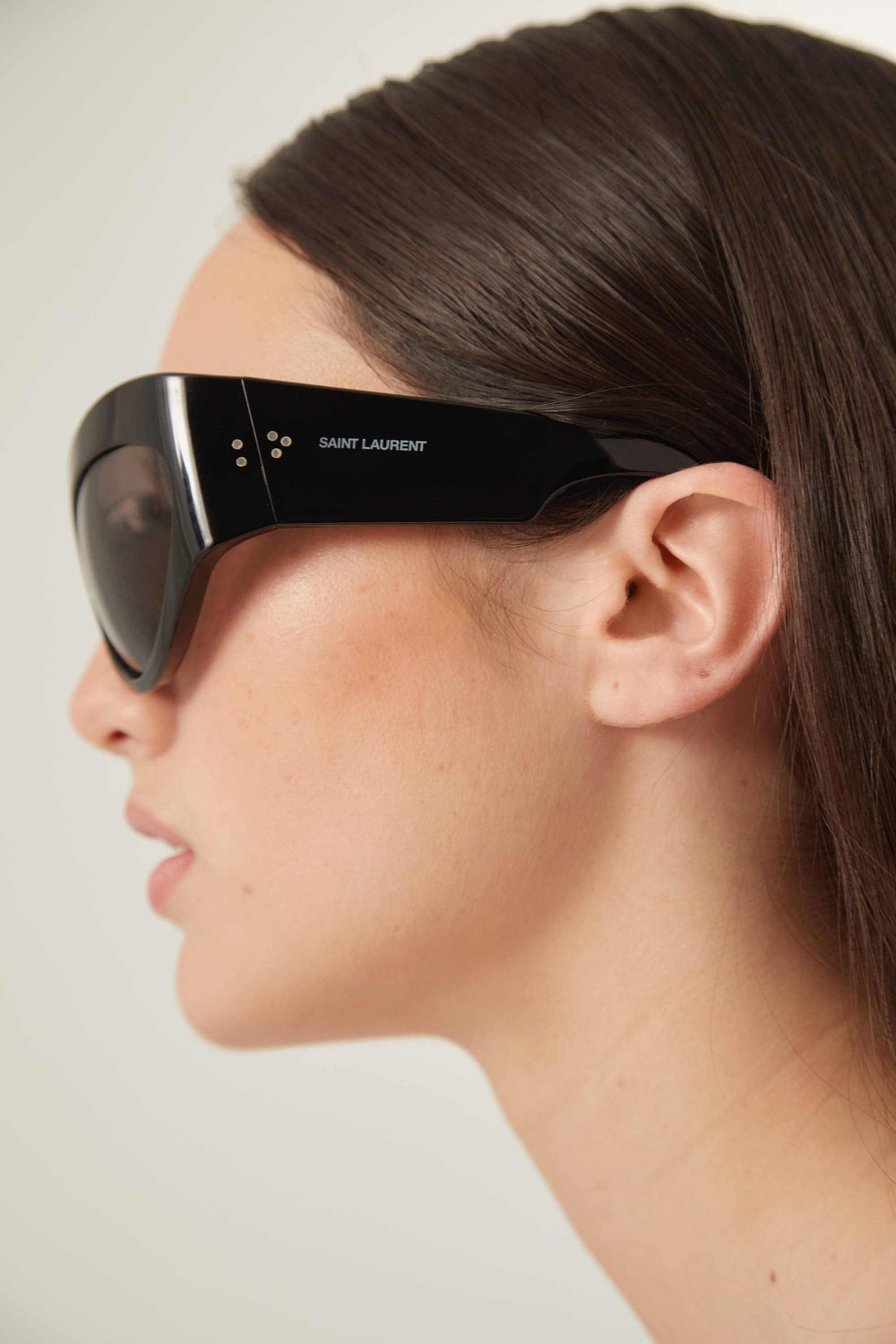 Saint Laurent bold black wrap around sunglasses