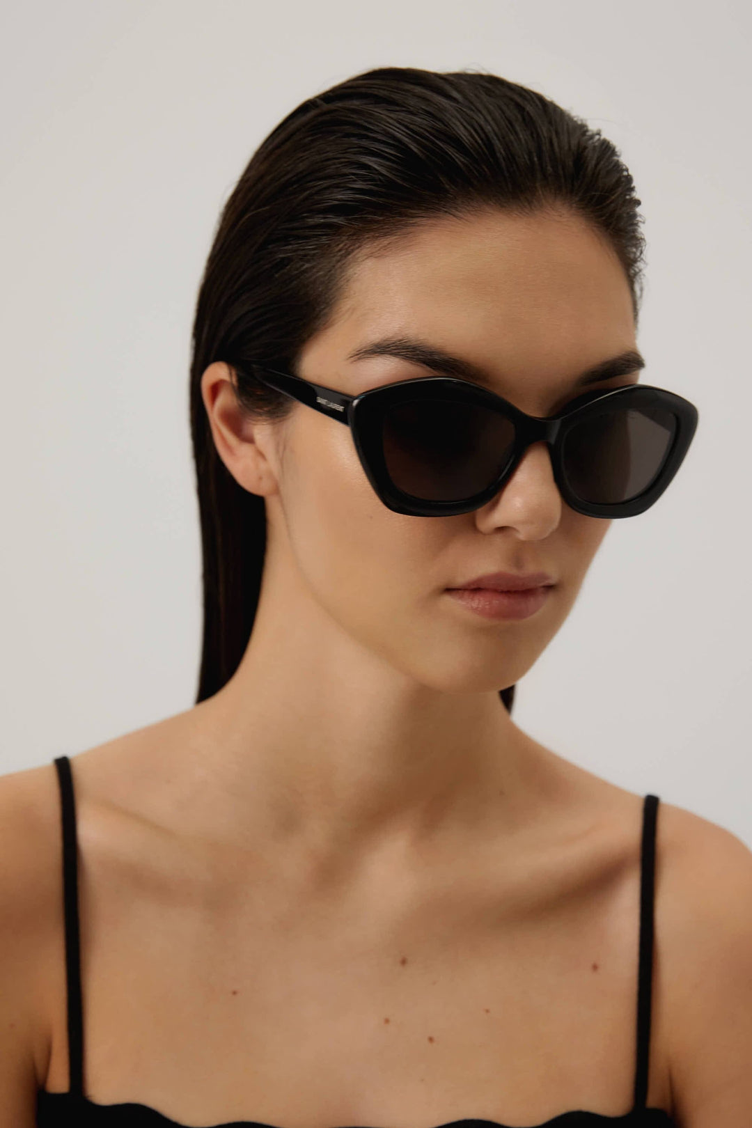 Saint Laurent geometric cat-eye black sunglasses