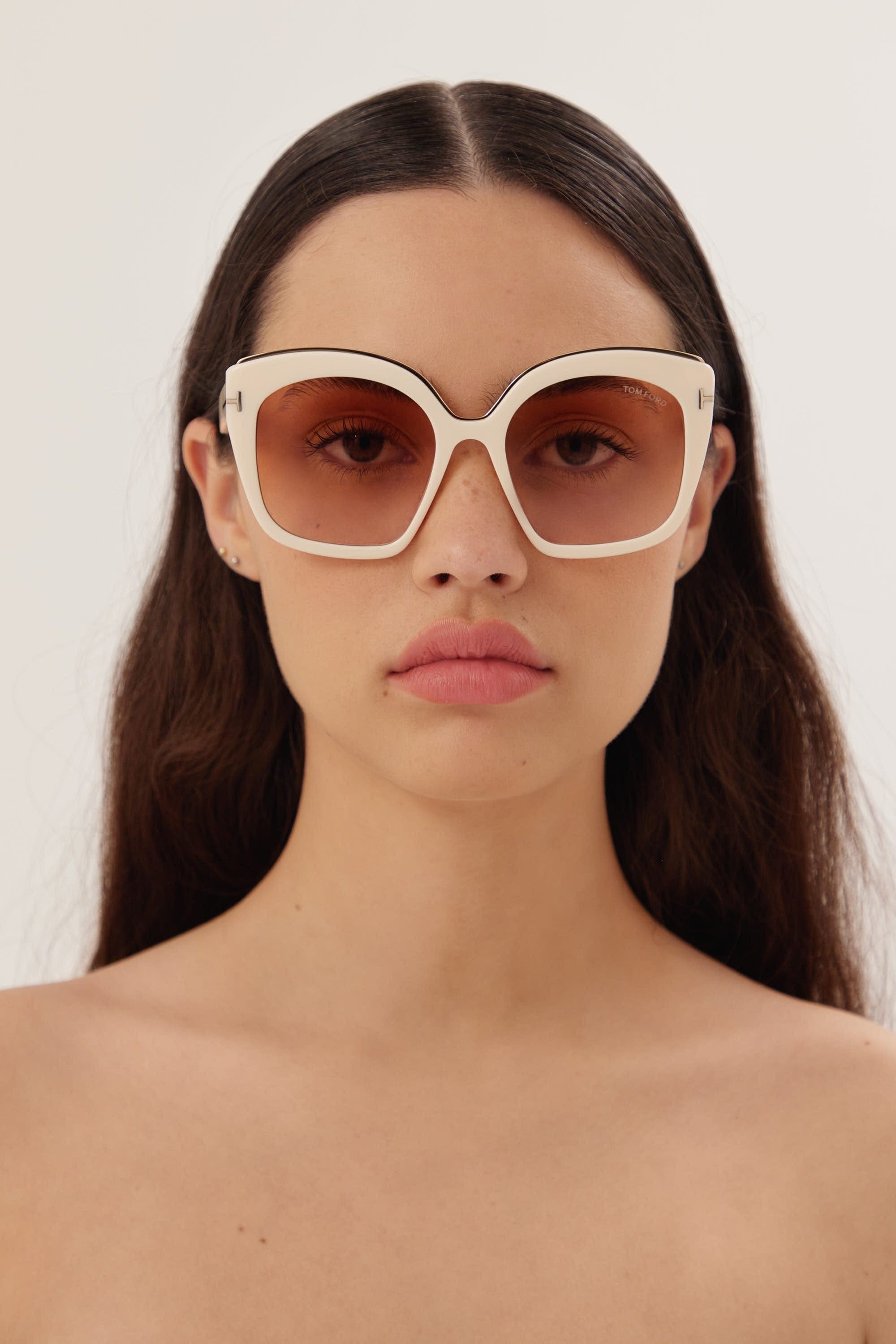 Tom Ford cat eye feminine sunglasses in white