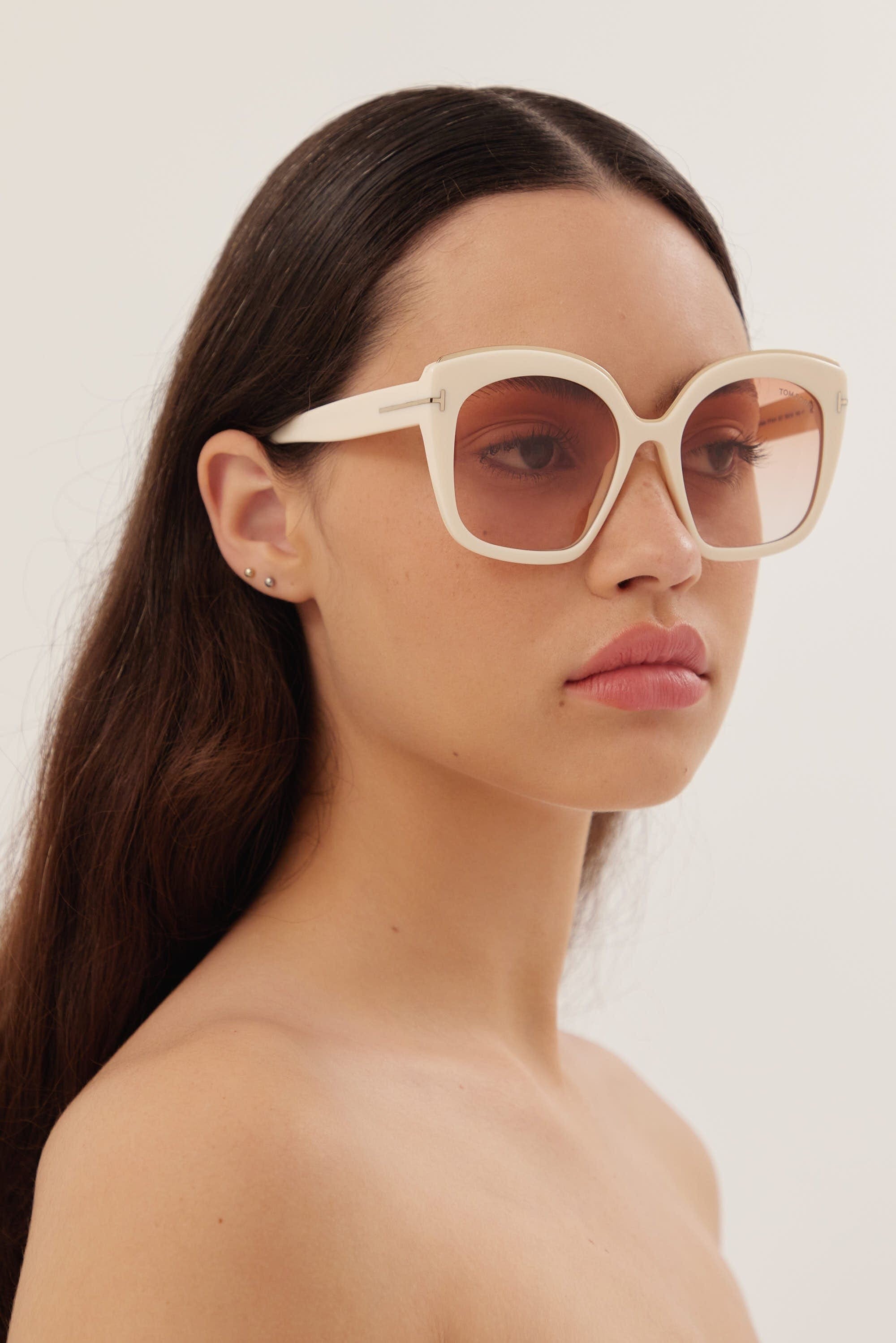 Tom Ford cat eye feminine sunglasses in white