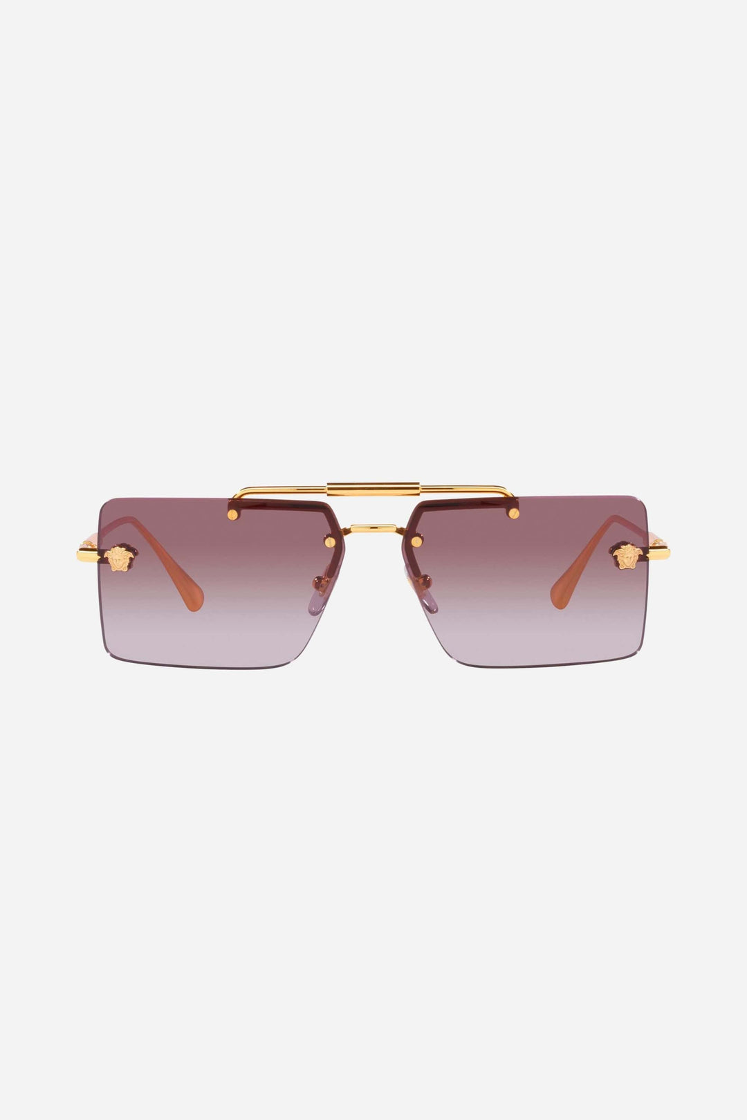 Versace gold pilot sunglasses with light purple mirror