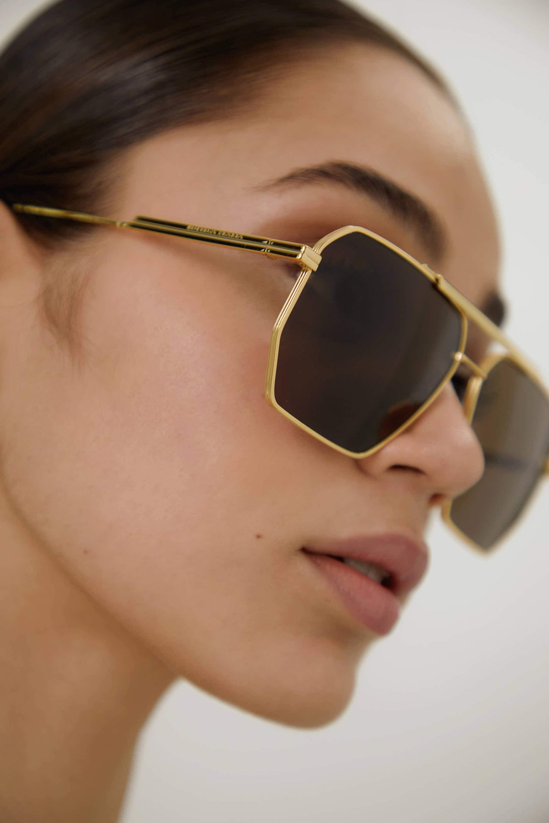 Bottega Veneta caravan gold and brown sunglasses