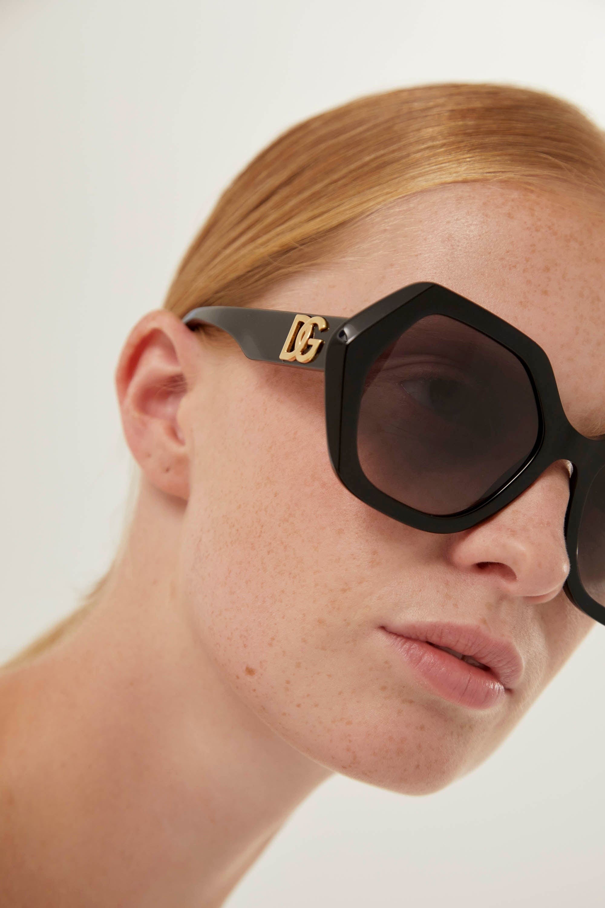 Dolce & Gabbana hexagonal black sunglasses