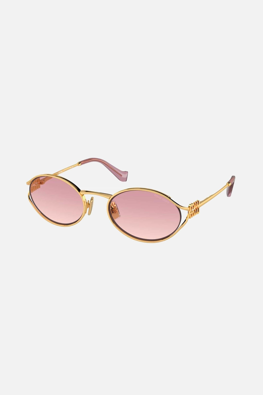 Miu Miu oval metal  sunglasses with pink mirror