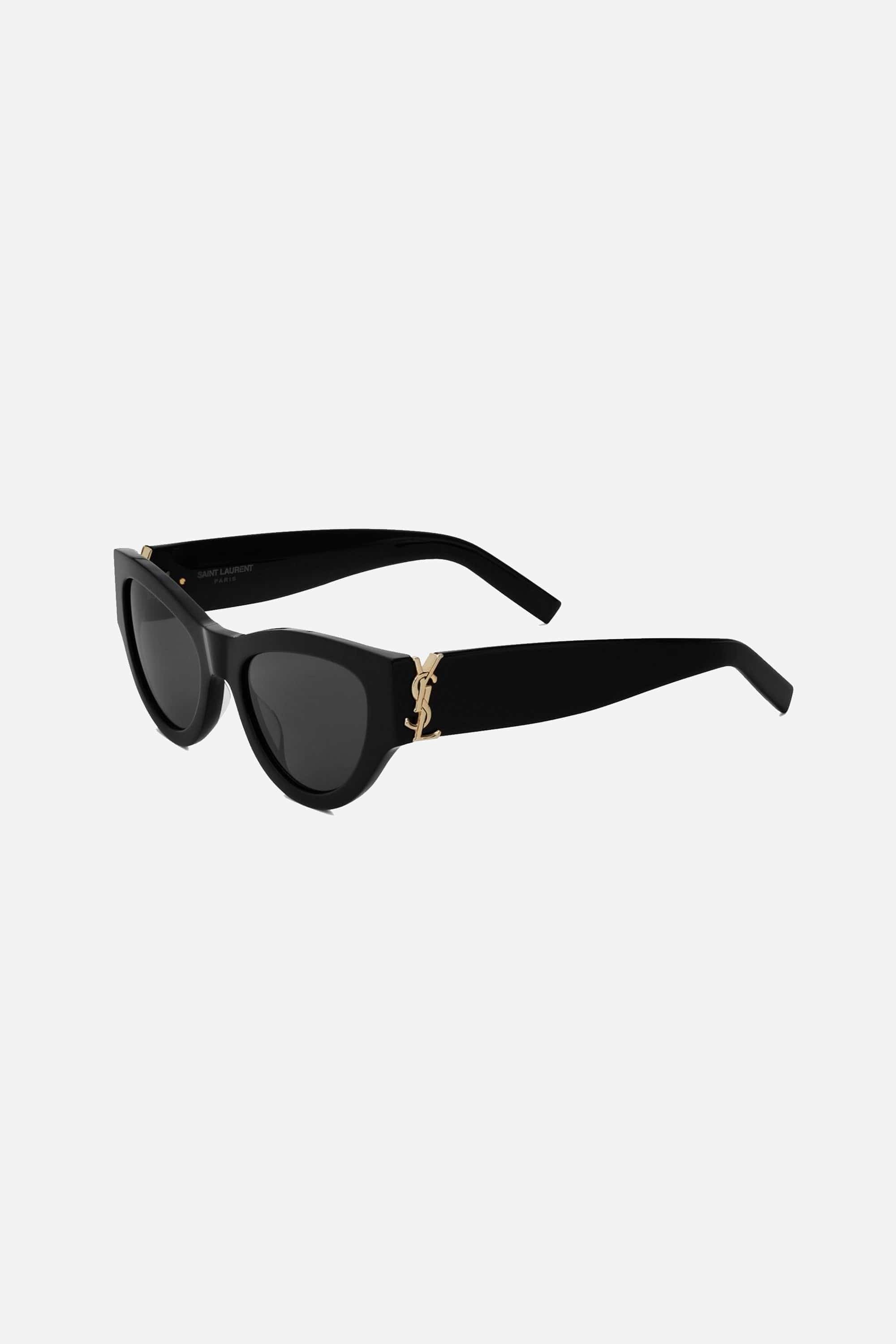 Saint Laurent black almond shape featuring bold YSL logo