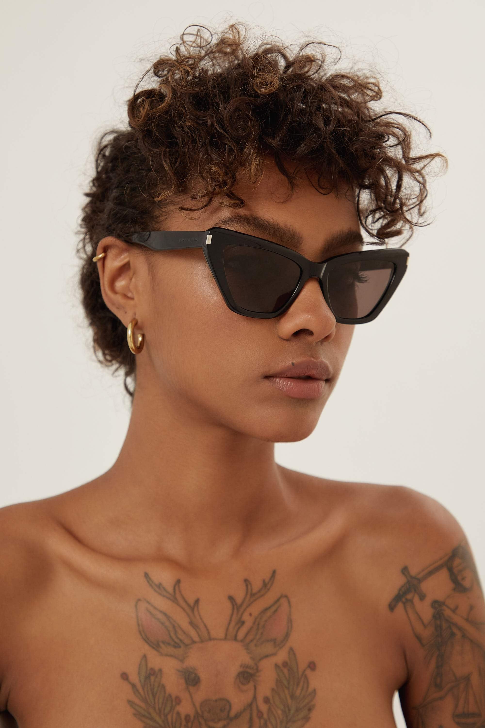 Saint Laurent extreme black cat eye sunglasses