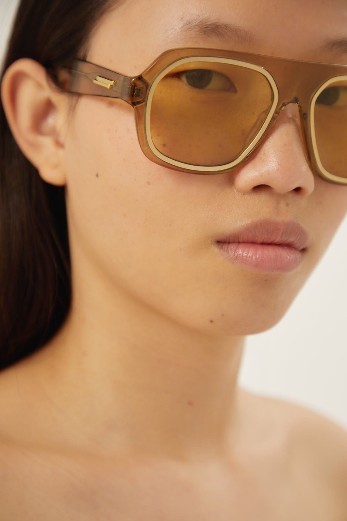 Bottega Veneta caravan yellow sunglasses