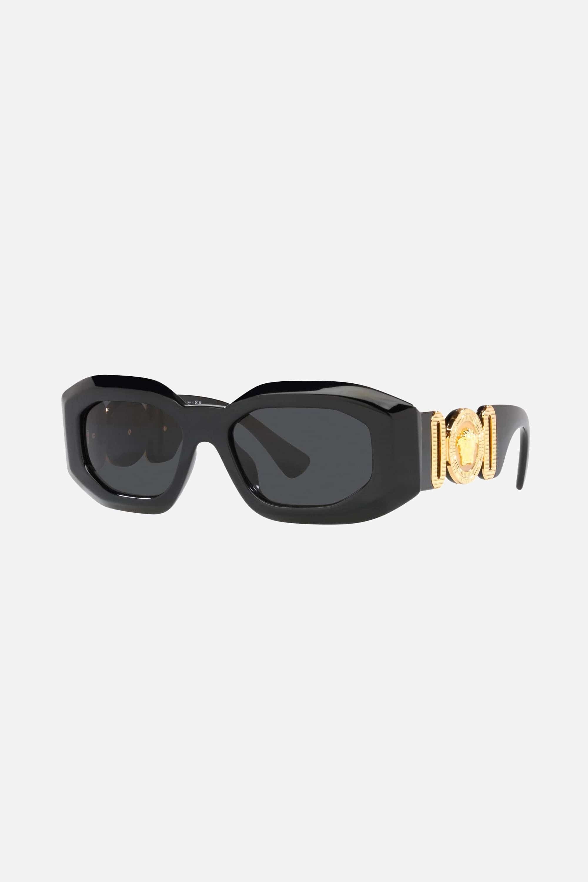 Versace biggie bold oval sunglasses in black with iconic jellyfish