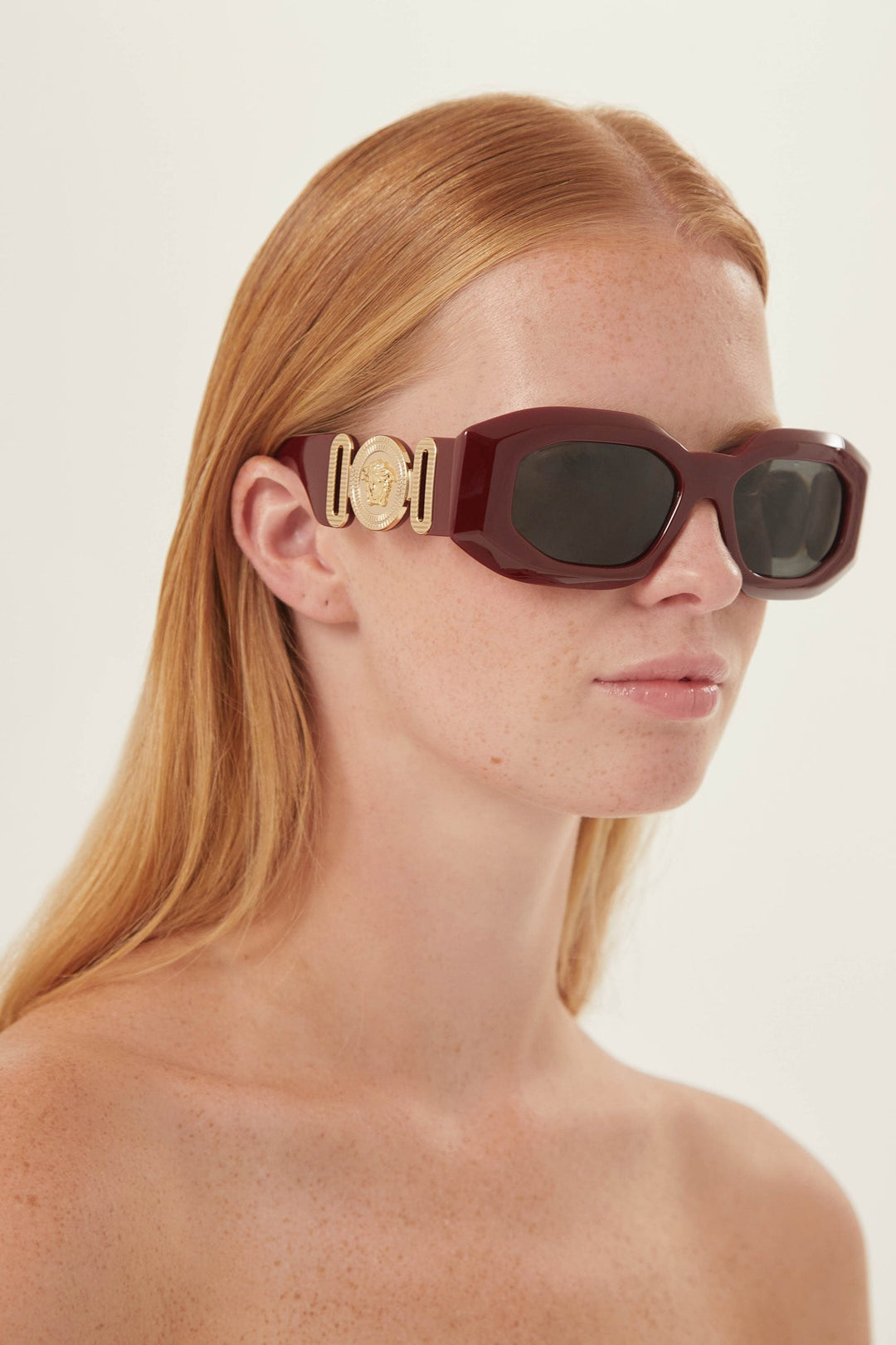 Versace biggie bold sunglasses in burgundy with iconic jellyfish