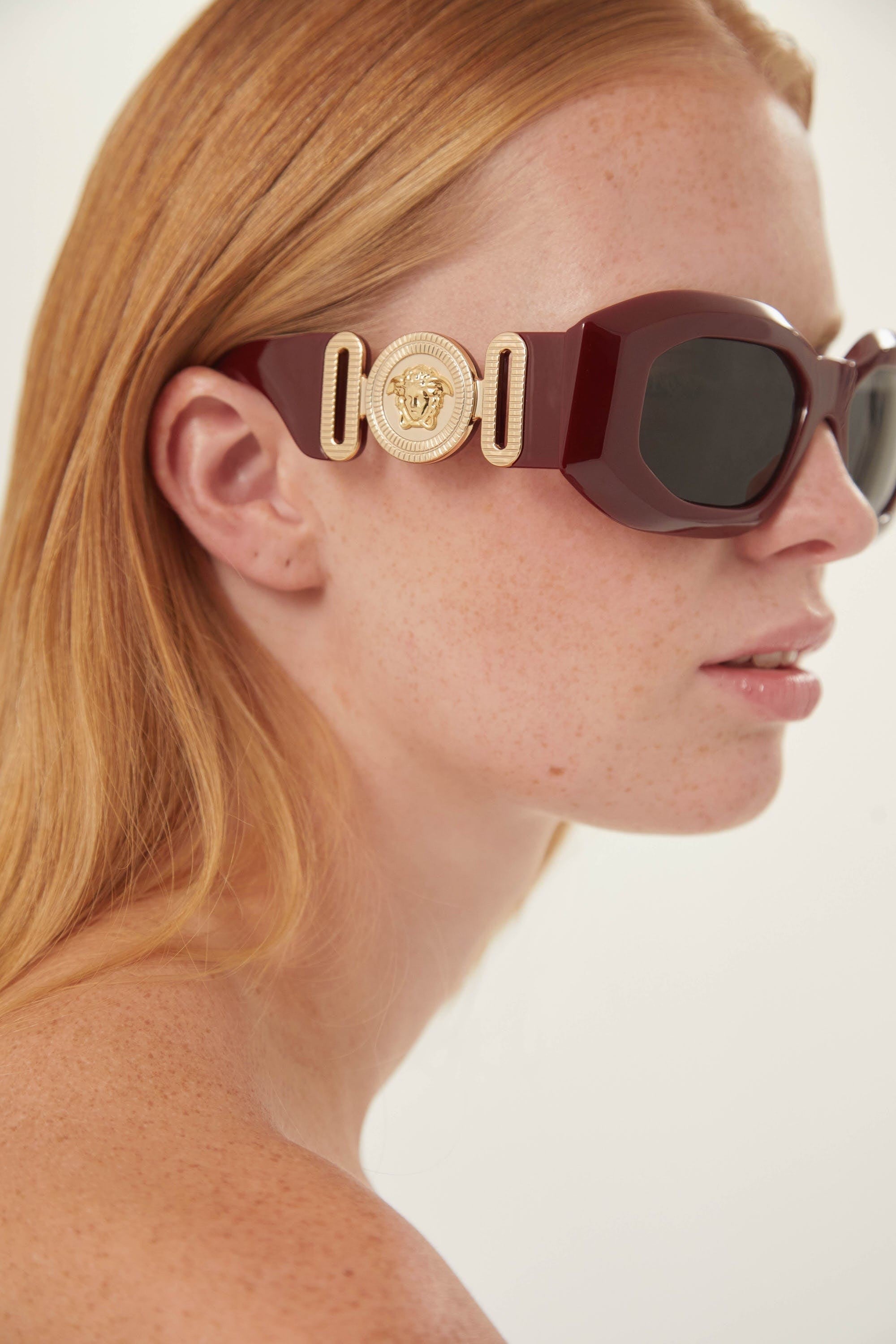 Versace biggie bold sunglasses in burgundy with iconic jellyfish