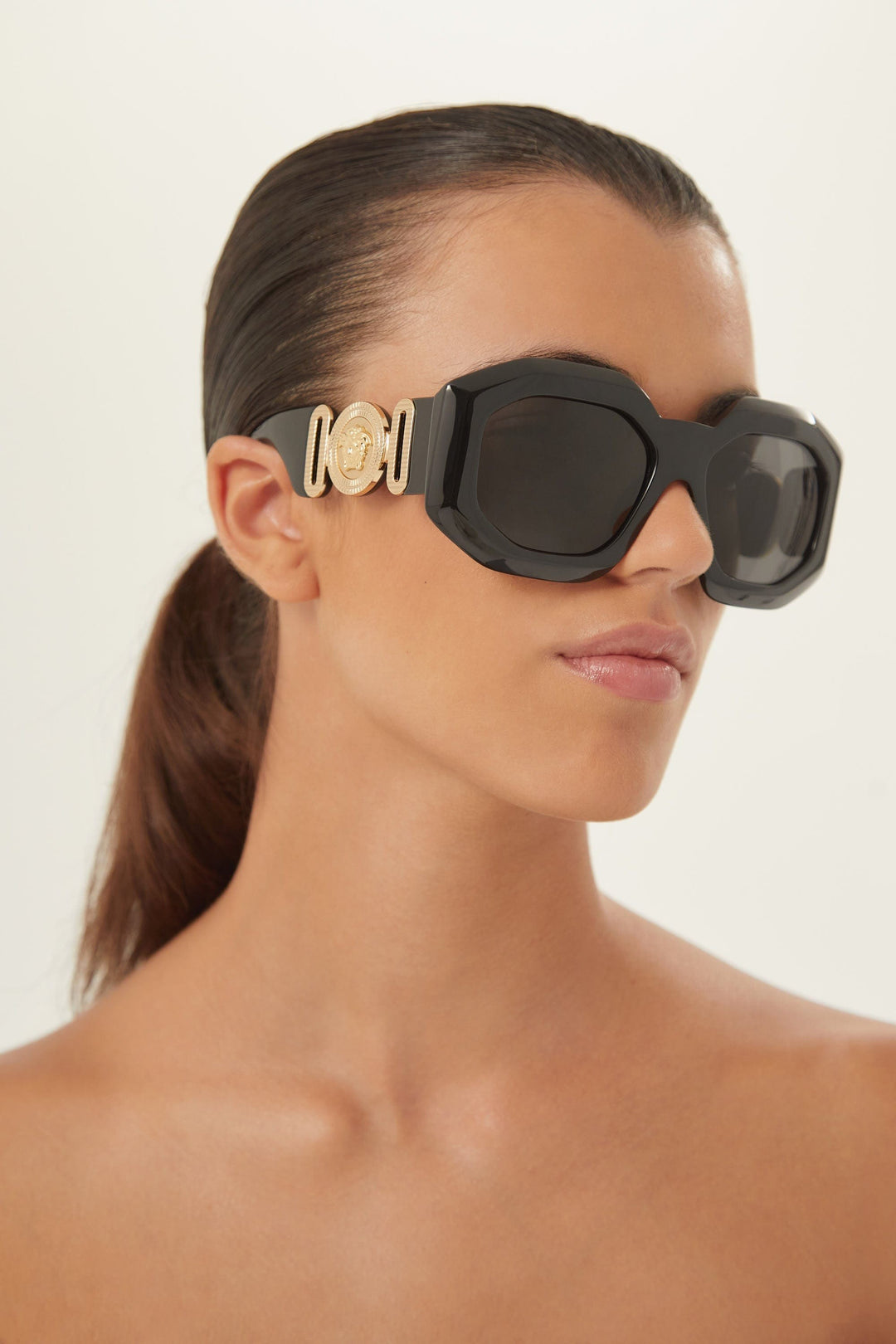 Versace biggie oversized sunglasses in black with iconic jellyfish