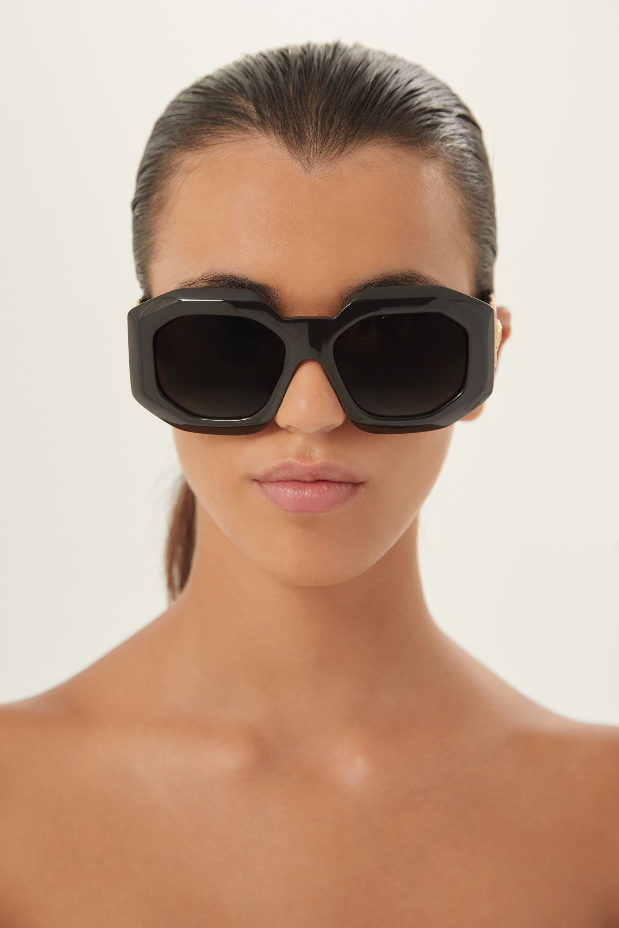 Versace biggie oversized sunglasses in black with iconic jellyfish