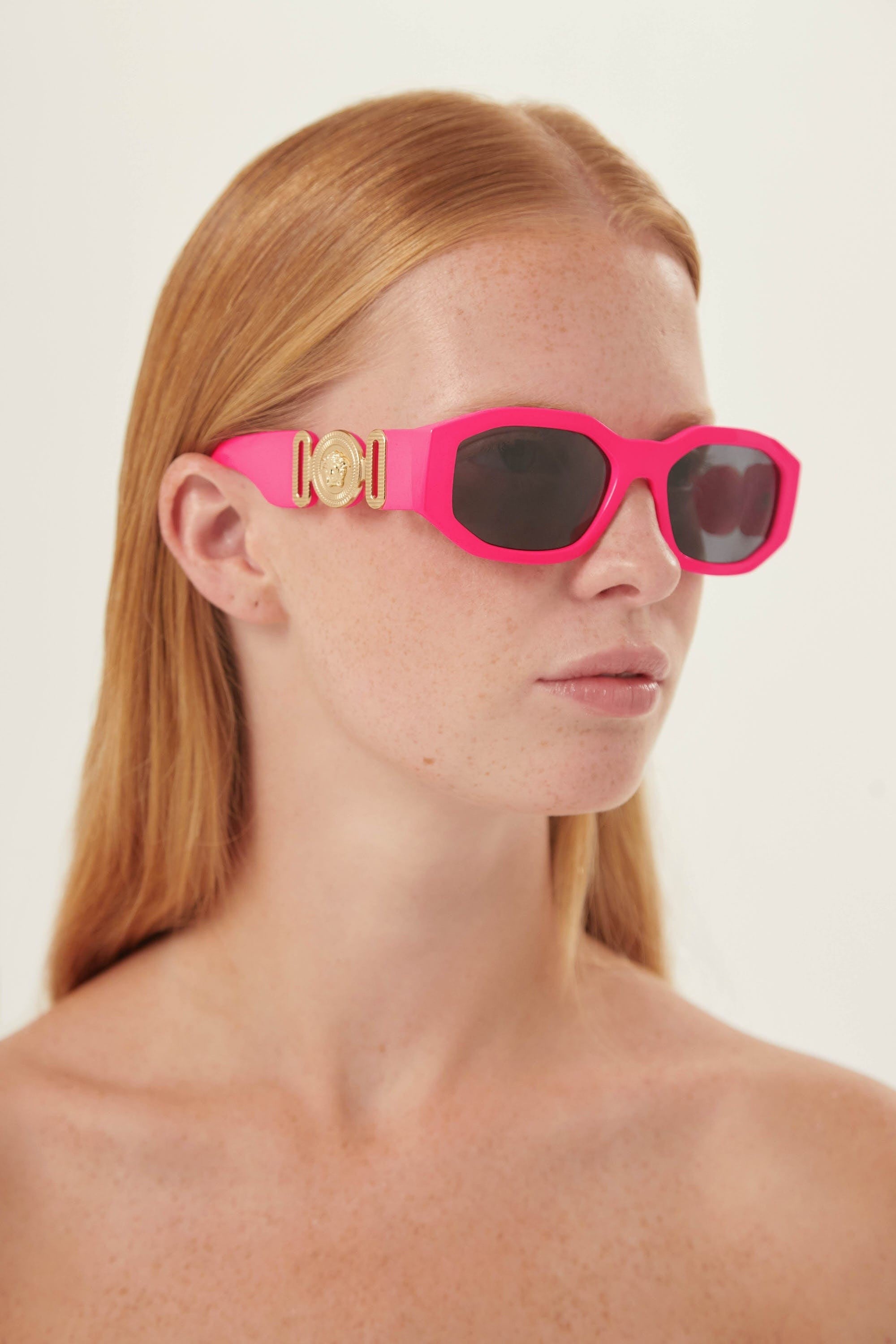 Versace biggie sunglasses in pink with iconic jellyfish