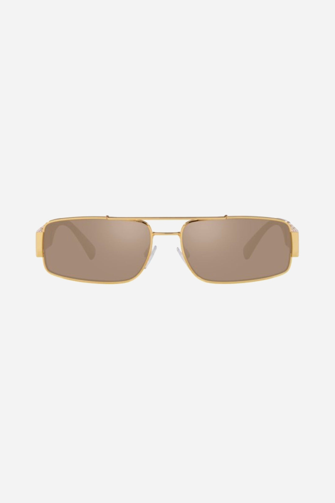 Versace rectangular gold metal pilot sunglasses with light brown mirror