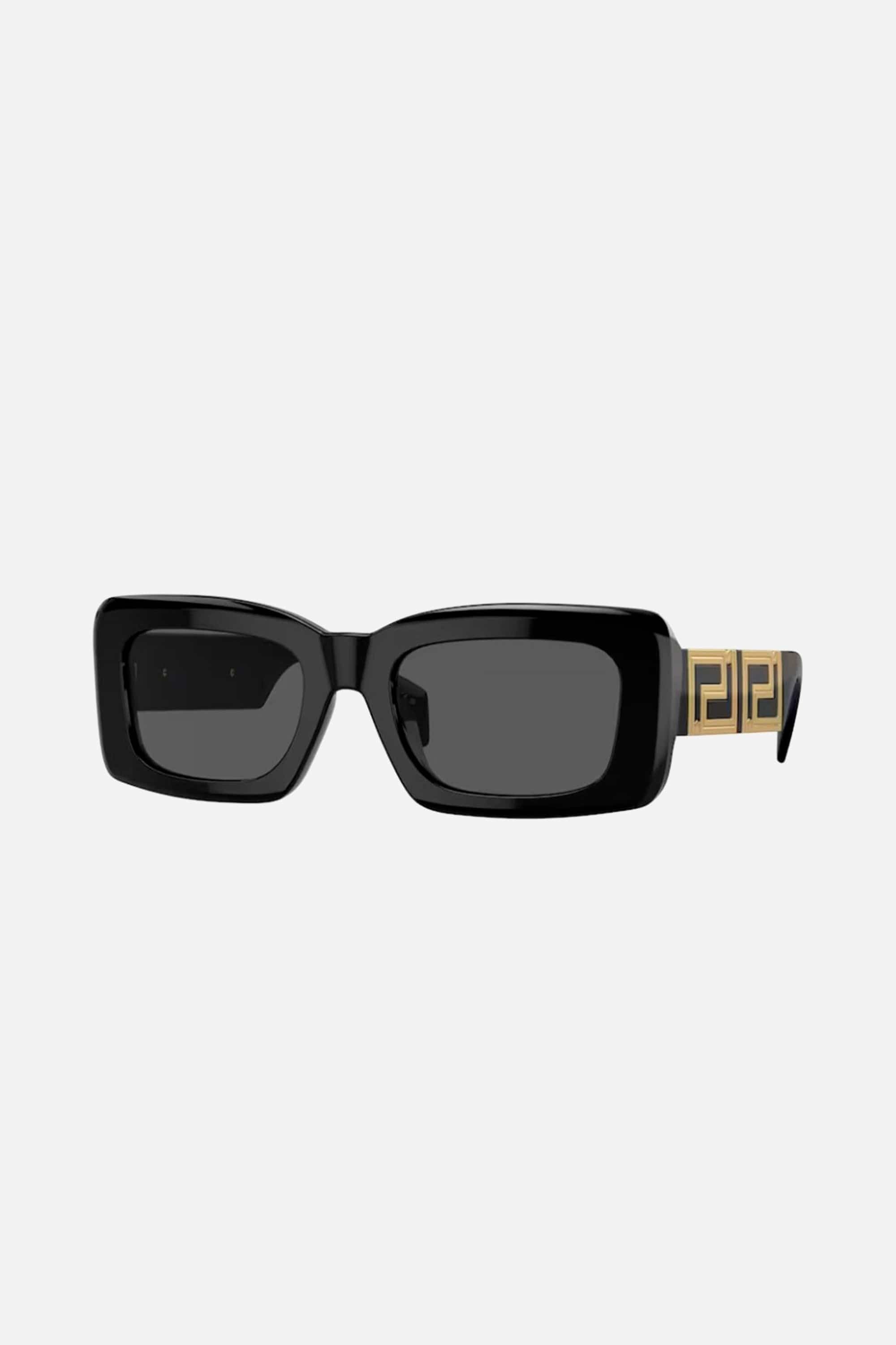 Versace squared black sunglasses with gold side details