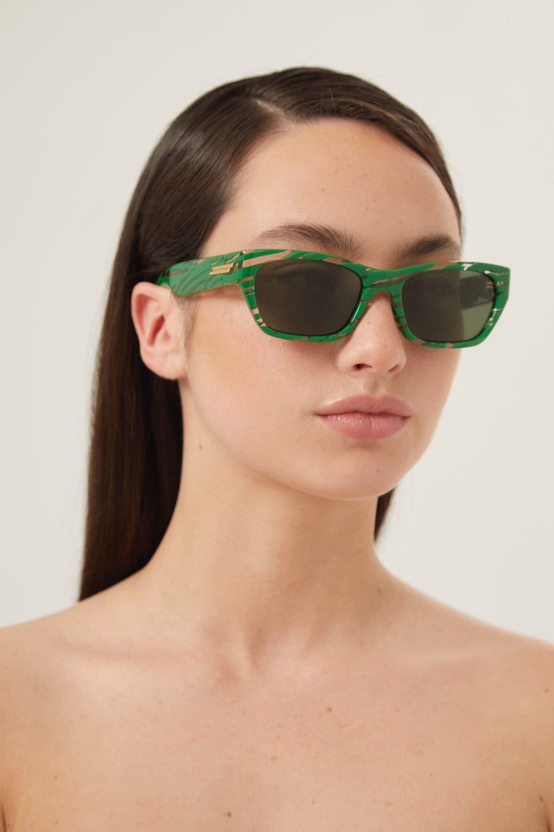 Bottega Veneta green squared sunglasses